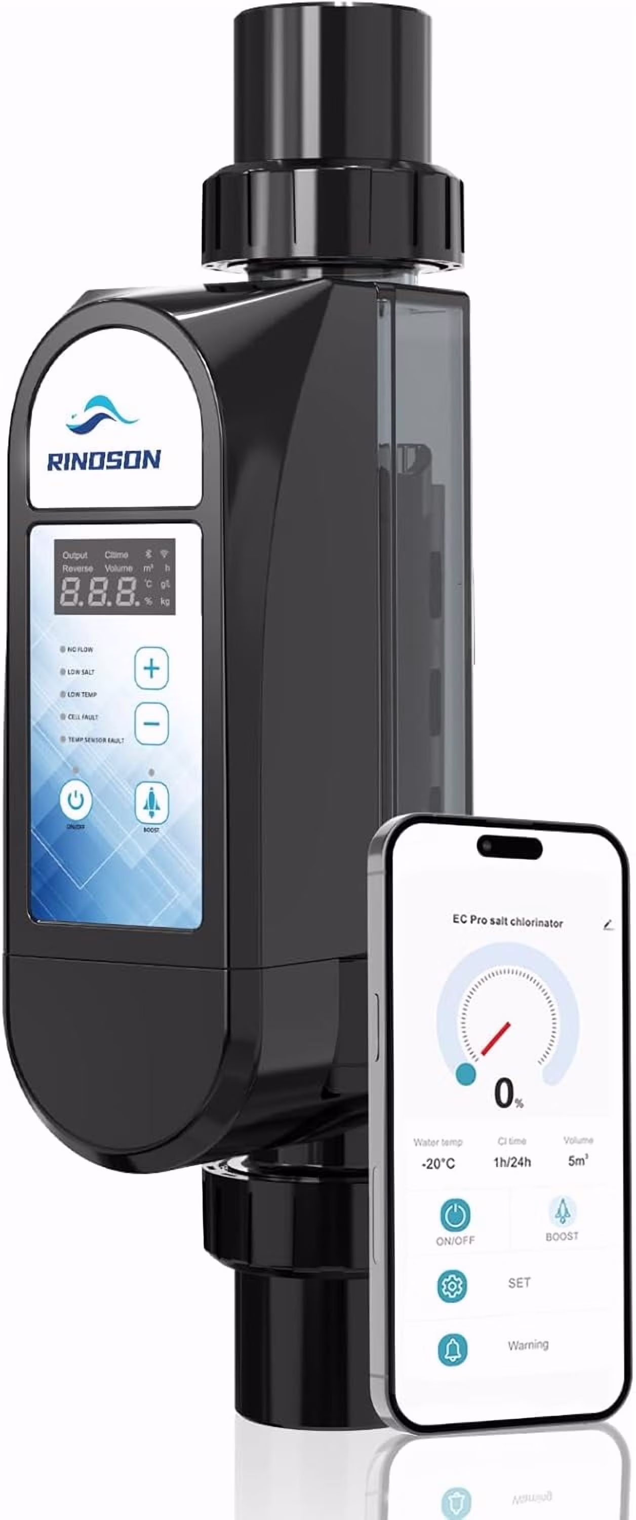 Rinoson Smart Saltwater Pool Chlorinator System Up to 18,000 Gallons Pool, Warranty-App Remote Control & Titanium Plate Self-Cleaning WiFi Salt Chlorine Generator for Pools - Image 3