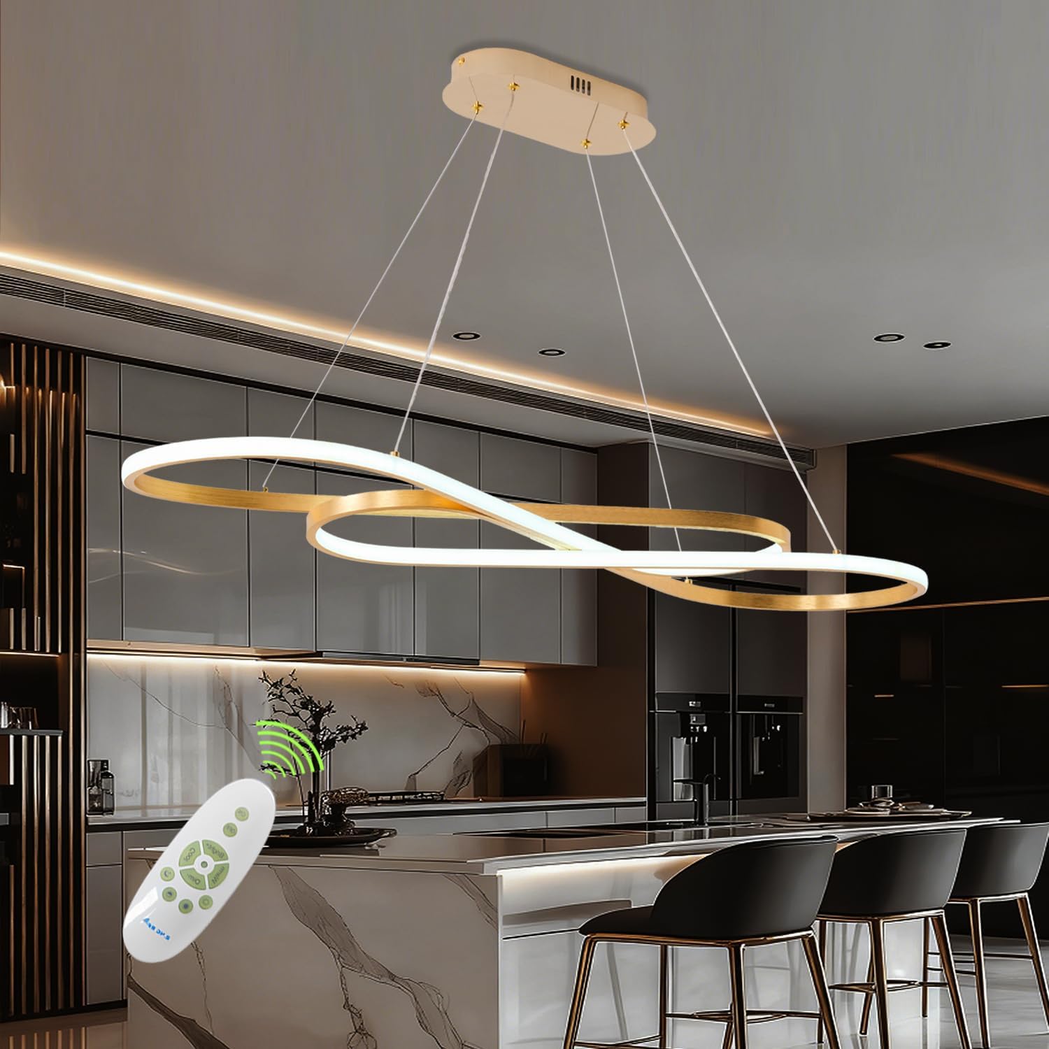 Minimalist Dimmable LED Pendant Chandelier with Remote Control - Image 8