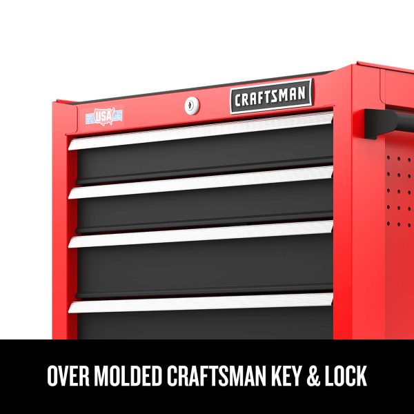 26-Inch W x 36.5-Inch H 5-Drawer Steel Rolling Tool Cabinet, Red - Image 7