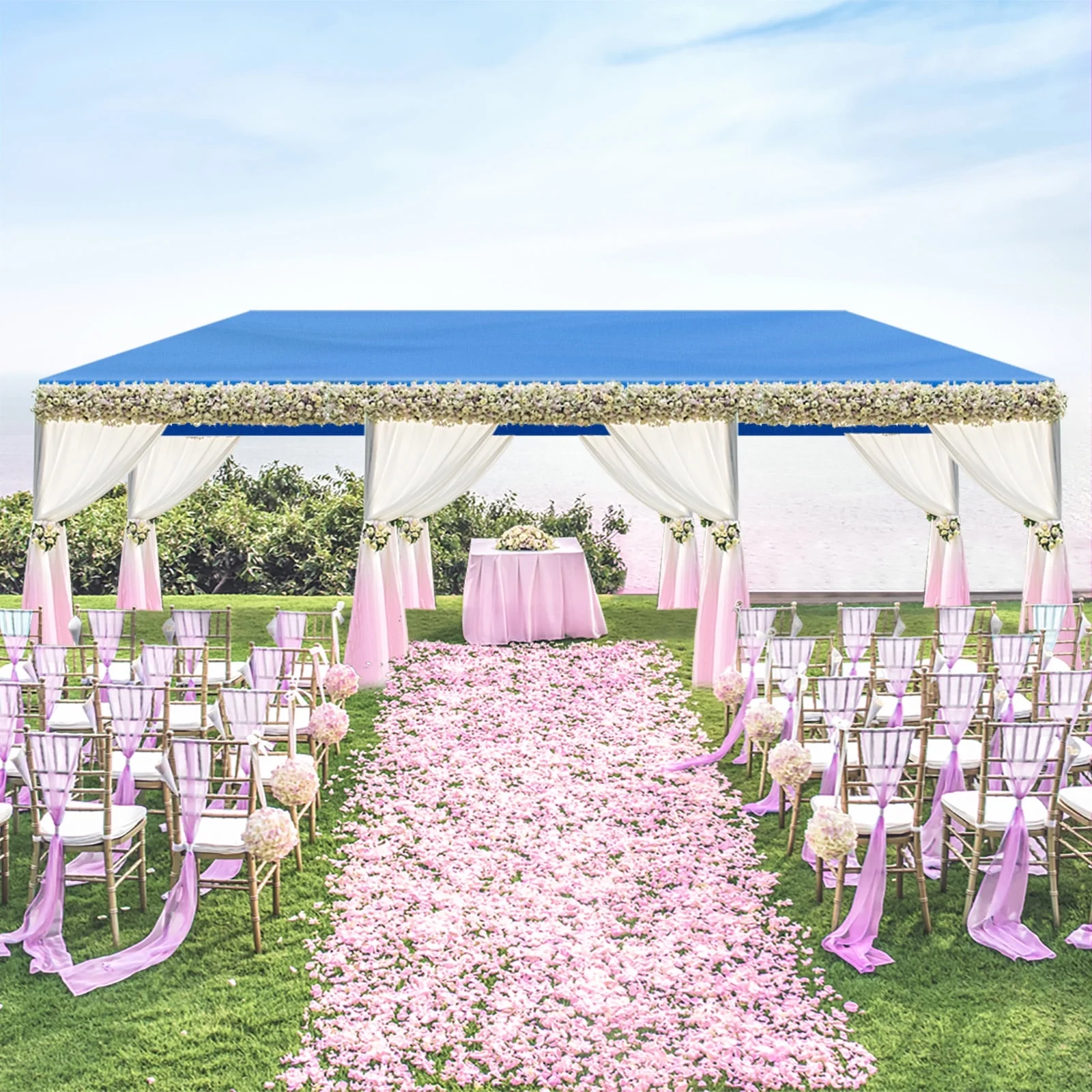 10'x30' Outdoor Party Tent with 8 Removable Sidewalls - Waterproof Canopy Patio Wedding Gazebo for Backyard Events, Blue - Image 17