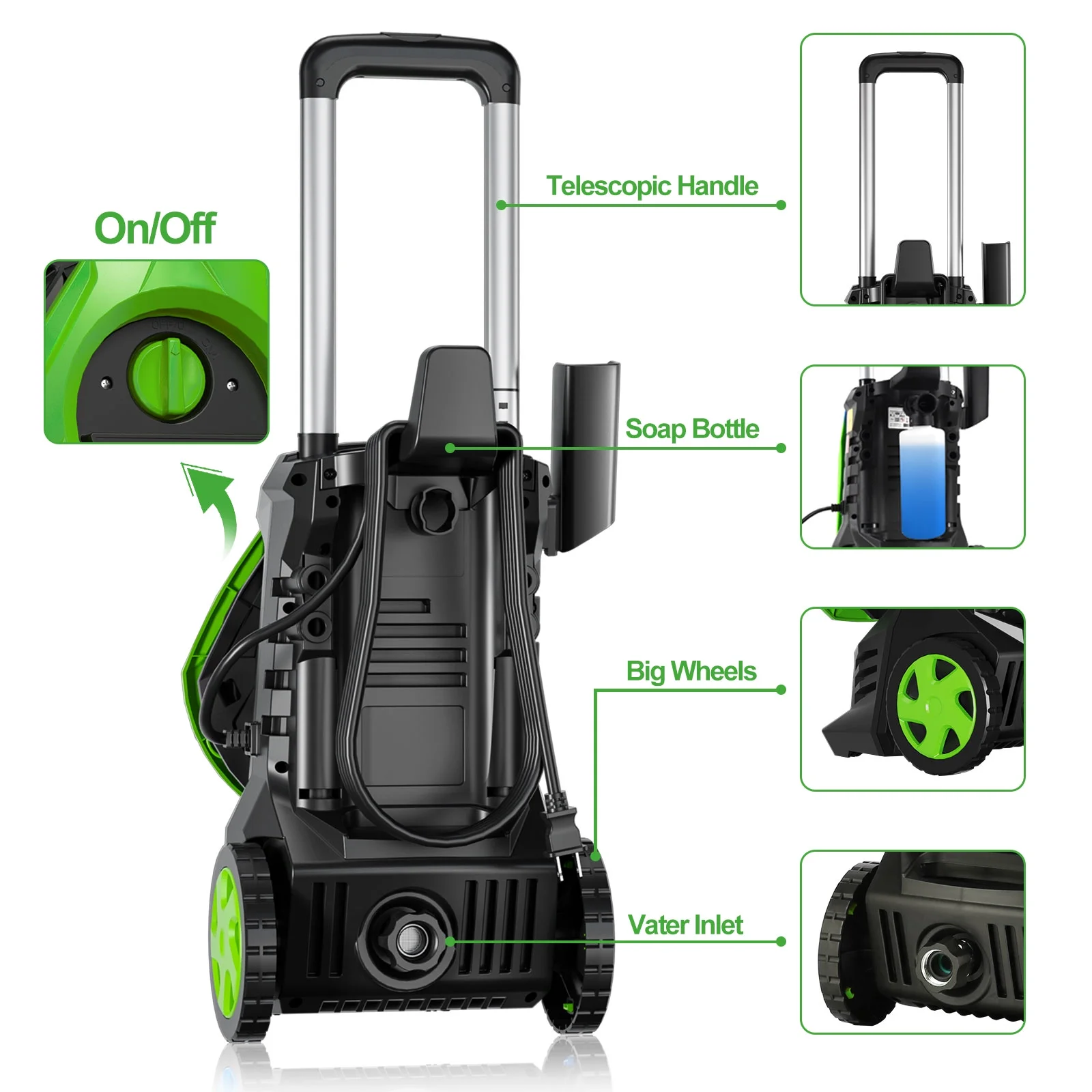 Electric Pressure Washer 4800PSIMax 2.9GPM Pressure Washer with 25 Ft Hose, 16.4 Ft Power Cord, Soap Tank Car Wash Machine Blue Ideal Cleaning for pool, Car, Patio - Image 17