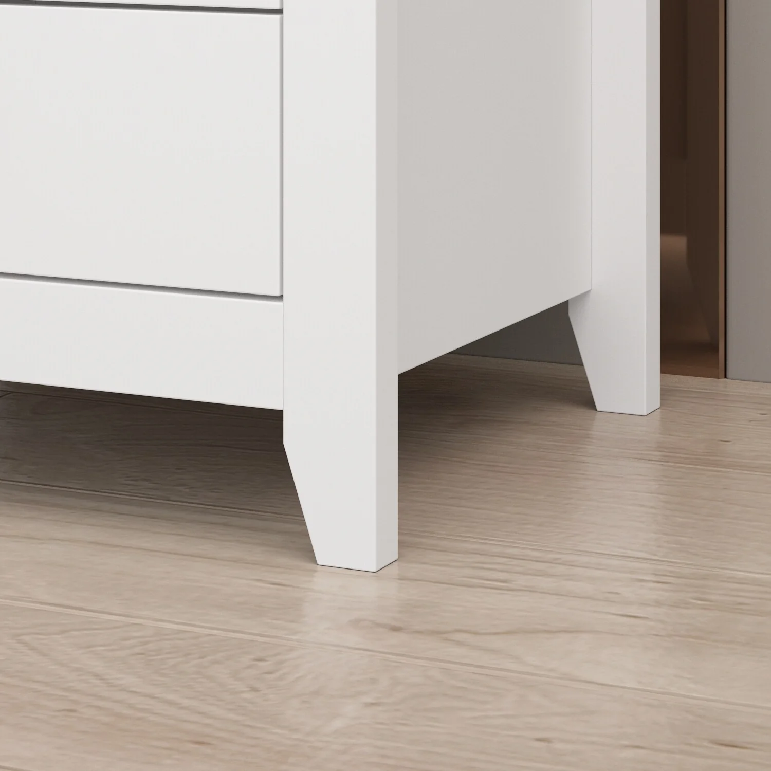 21.7 Inch Tall White Nightstand, 2 Drawers and 1 Open Shelf Bedside End Table - Image 5