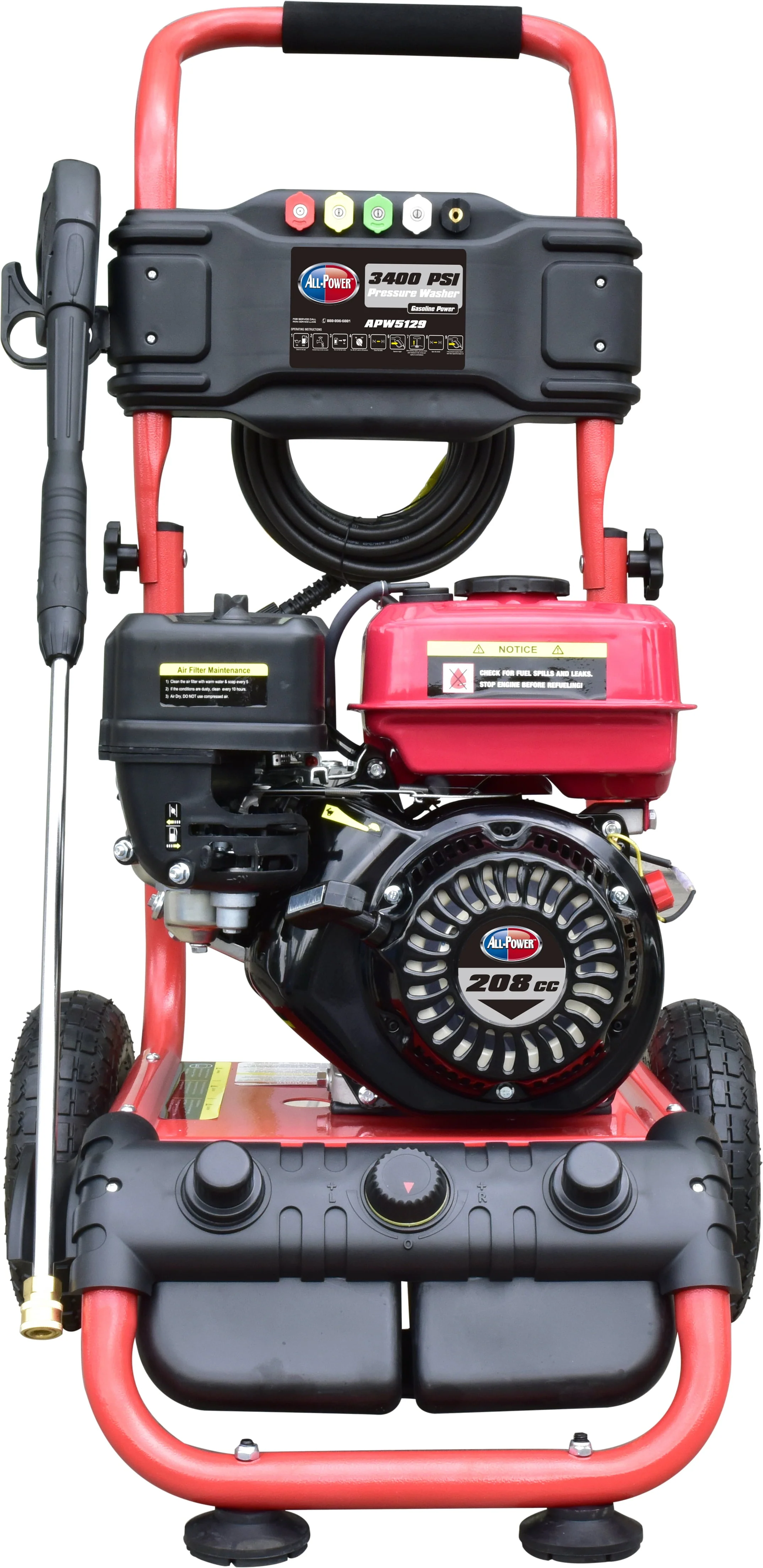 All Power 3400 PSI 2.6 GPM Gas Pressure Washer, 5 Adjustable Nozzles, 30 ft High Pressure Hose, Power Washer for Outdoor Cleaning, APW5129 - Image 3