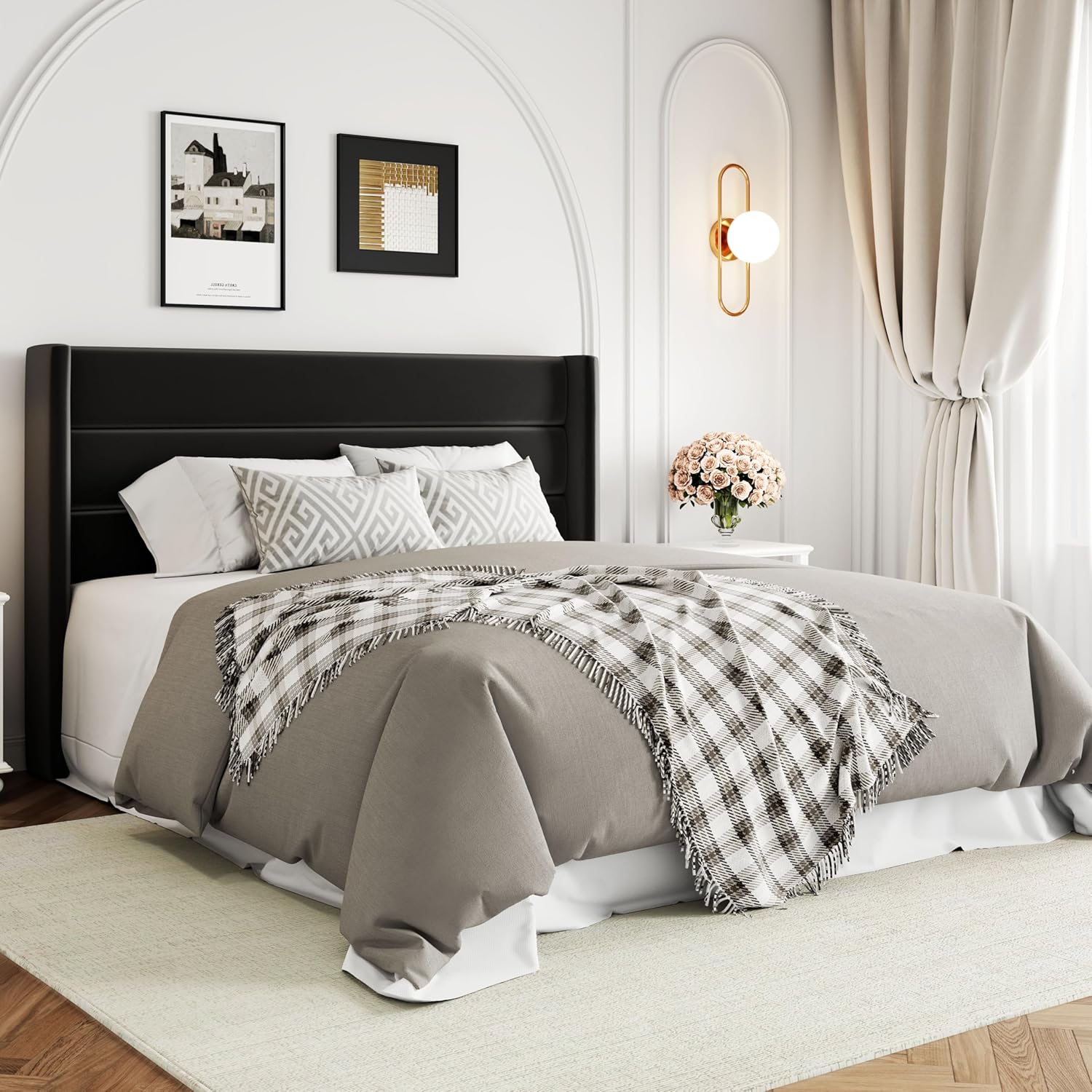 Queen Size Lift Up Storage Bed with Wingback Headboard, Upholstered Platform Bed Frame with Hidden Storage - Image 184