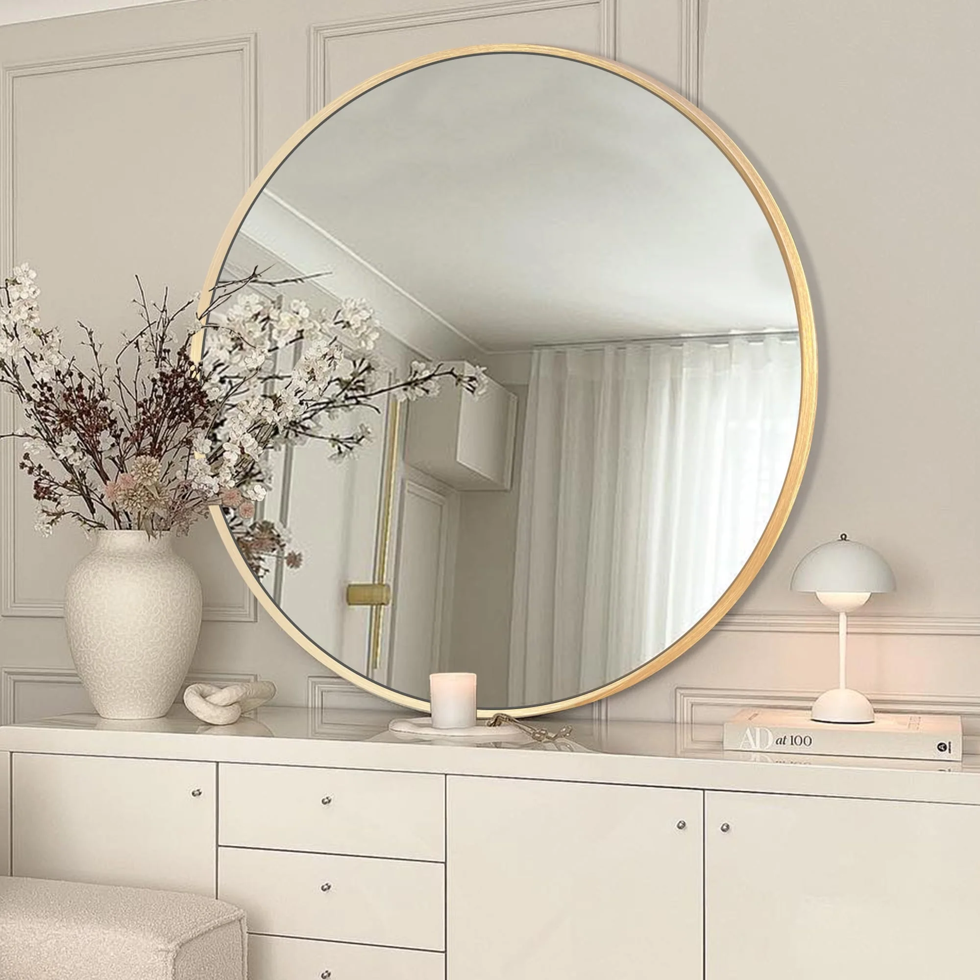 Modern Round Bathroom Vanity Mirror, Wall Mounted Circular Mirror for Bathroom, Bedroom and Home Decor - Image 10