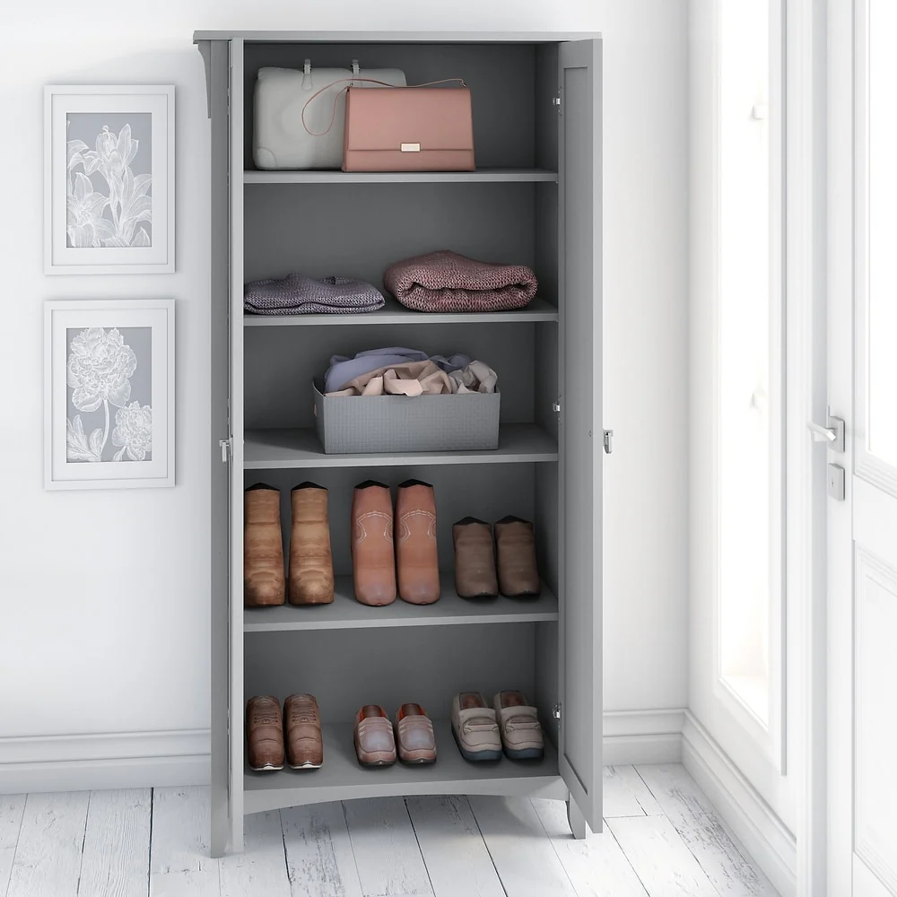Tall Storage Cabinet with Doors, Freestanding Shelving Organizer with Adjustable Shelves for Home, Office and Living Room - Image 5