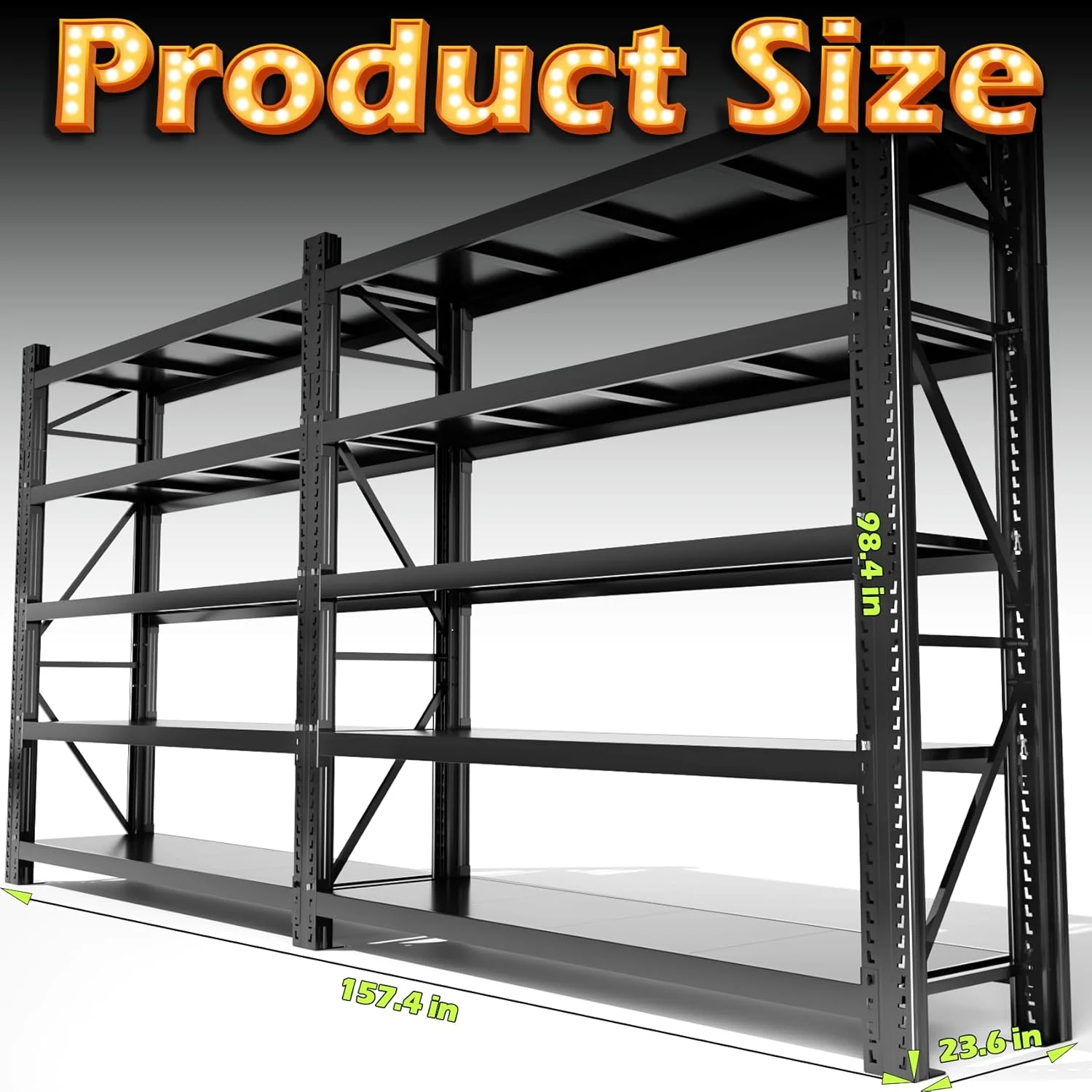 Ztysn Heavy Duty 5 tier Garage Metal Shelving Units Storage for 8000lbs,Adjustable Basement Industrial Shelves Pallet Racking Tool Organize,Black - Image 13