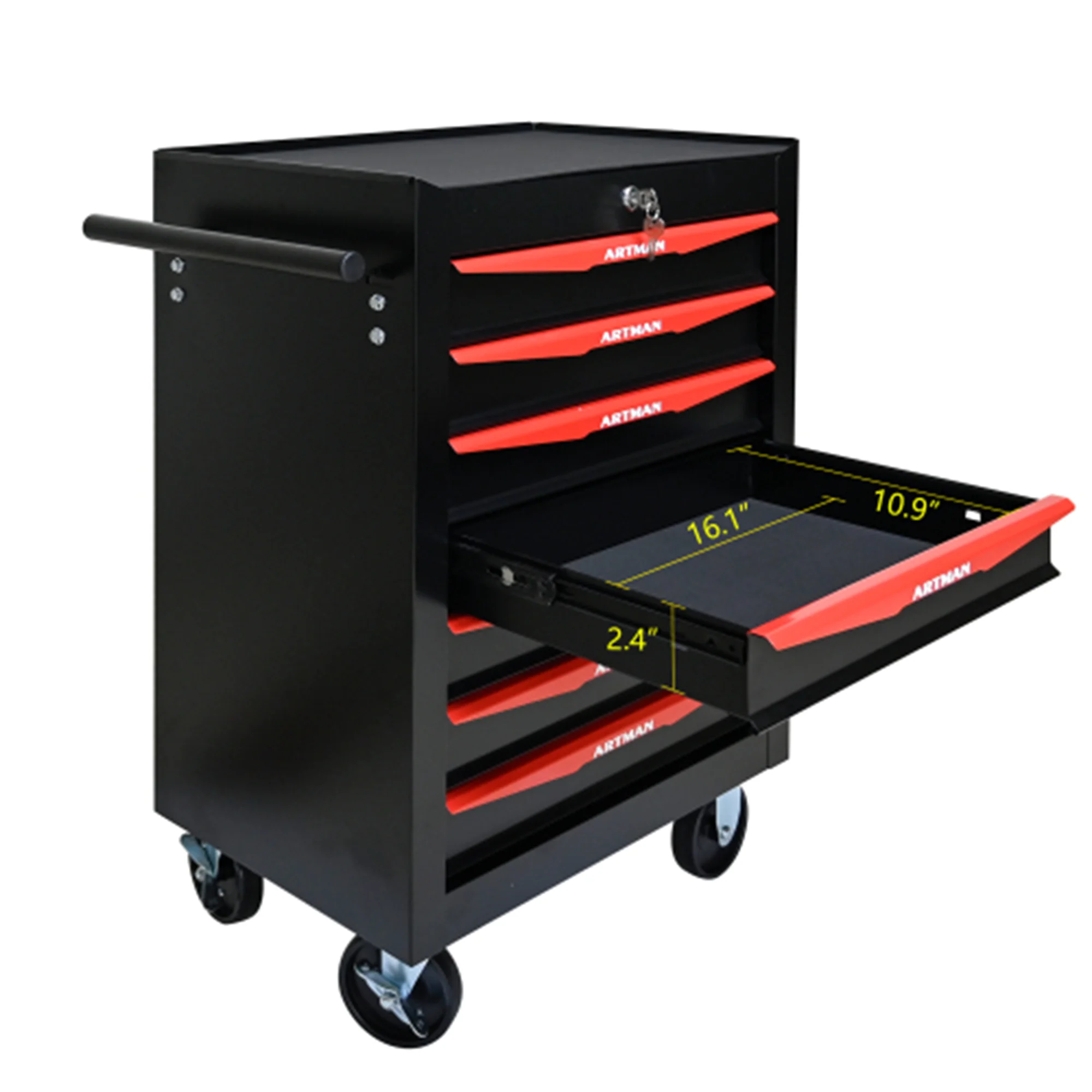 ARTMAN 20" 5-Drawer Rolling Metal Tool Chest Cabinet,Steel Tool Storage Box Organizer for Garage Workshop Warehouse - Image 27