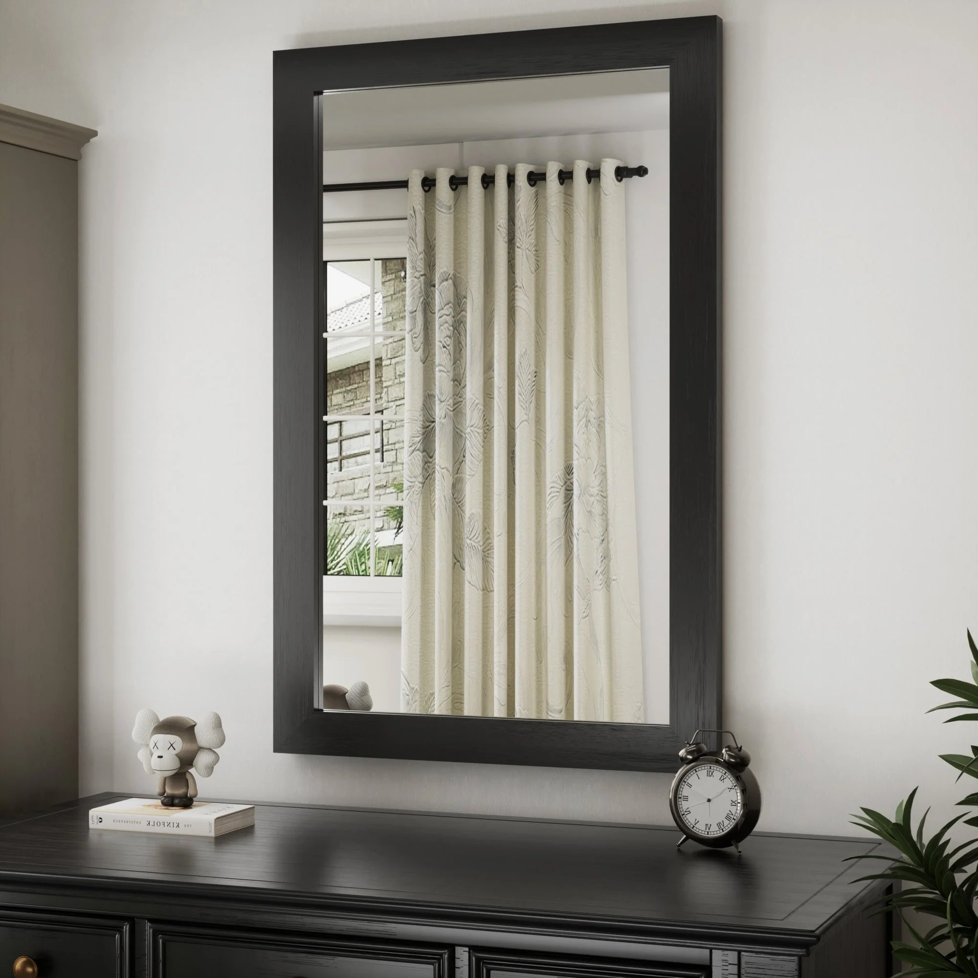 Modern Rectangular Wall Mirror with Wood Frame, Bathroom and Barn Door Mirror, Multiple Sizes - Image 40