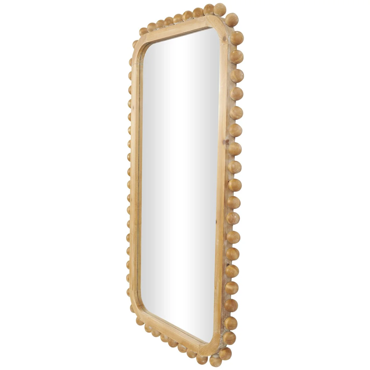 Brown Wood Wall Mirror with Beaded Frame, Rustic Decorative Mirror for Home - Image 3