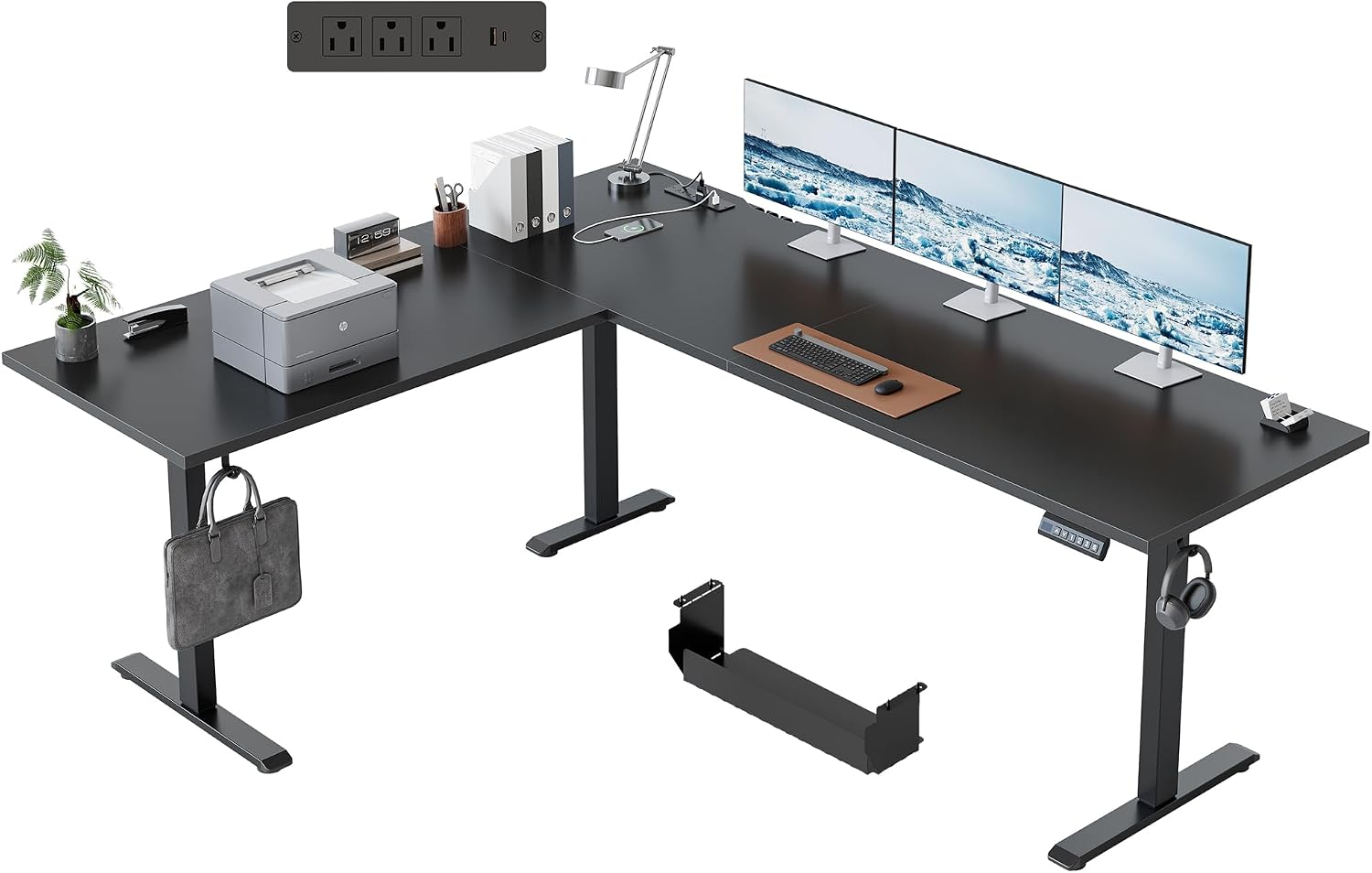 L Shaped Standing Desk 63 x 48 Inch, Electric Height Adjustable Corner Desk for Home Office Workstation, Ergonomic Sit to Stand Computer Table with Memory Controller, Rustic Brown - Image 15