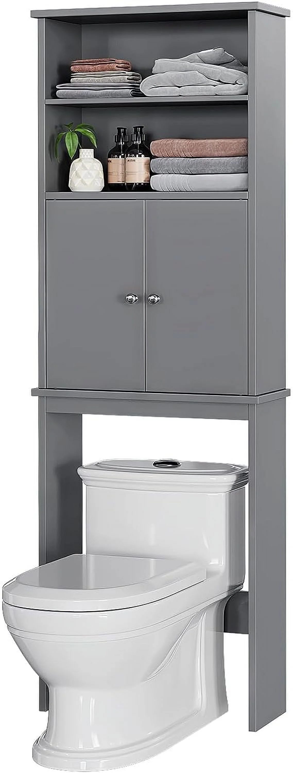 Sobaniilo Over The Toilet Storage Cabinet for Bathroom, Storage Organizer Over Toilet, Space Saver W/Adjustable Shelf & Open Storage Shelf, 75in, White - Image 11