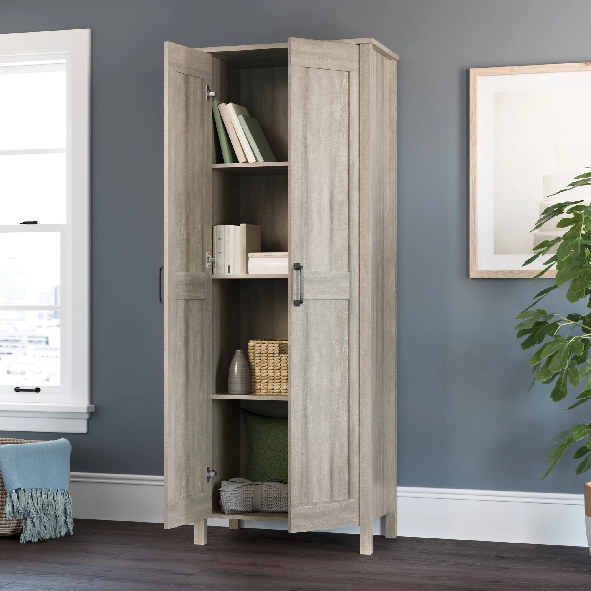 Sauder Two-Door Storage Cabinet, White Finish - Image 42