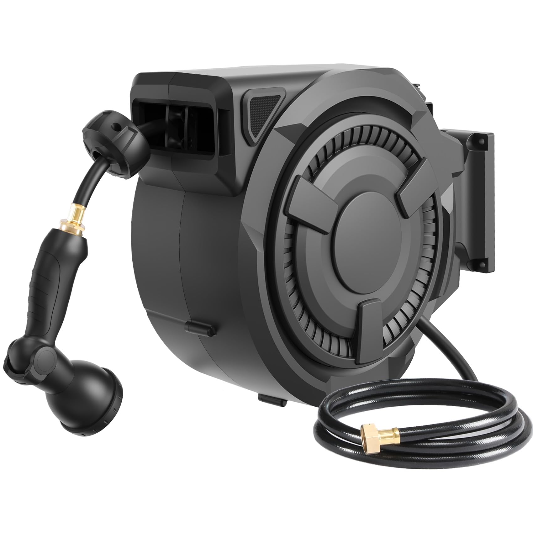 100 ft Wall Mounted Garden Hose Reel, 1/2 Inch Hose with 180° Swivel