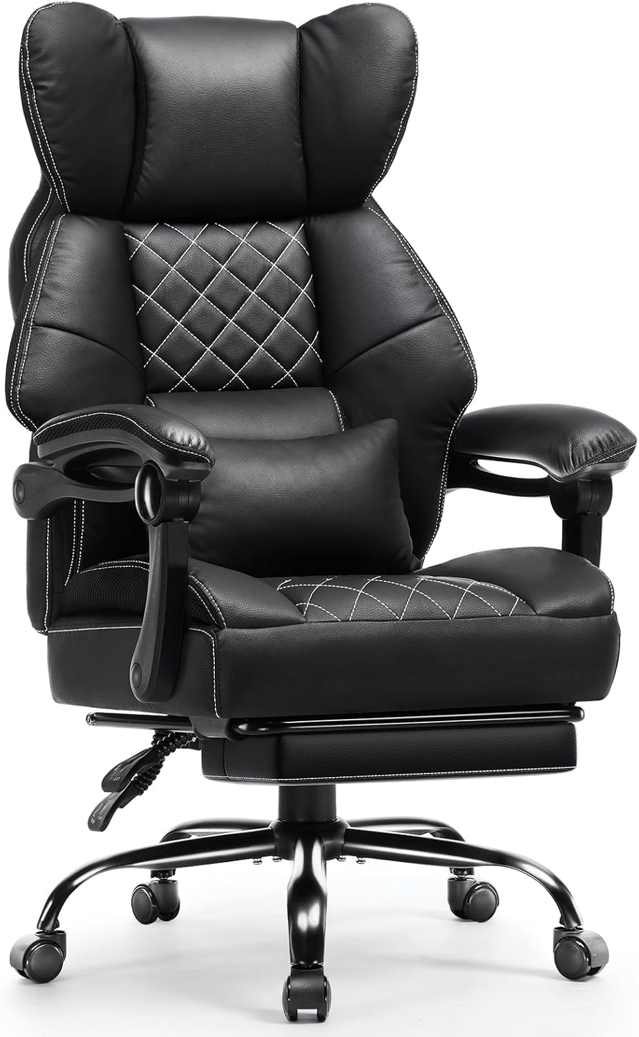 Big & Tall Ergonomic Gaming Chair, Wide Spring Seat, Linkage Armrest, Earth Black - Image 8