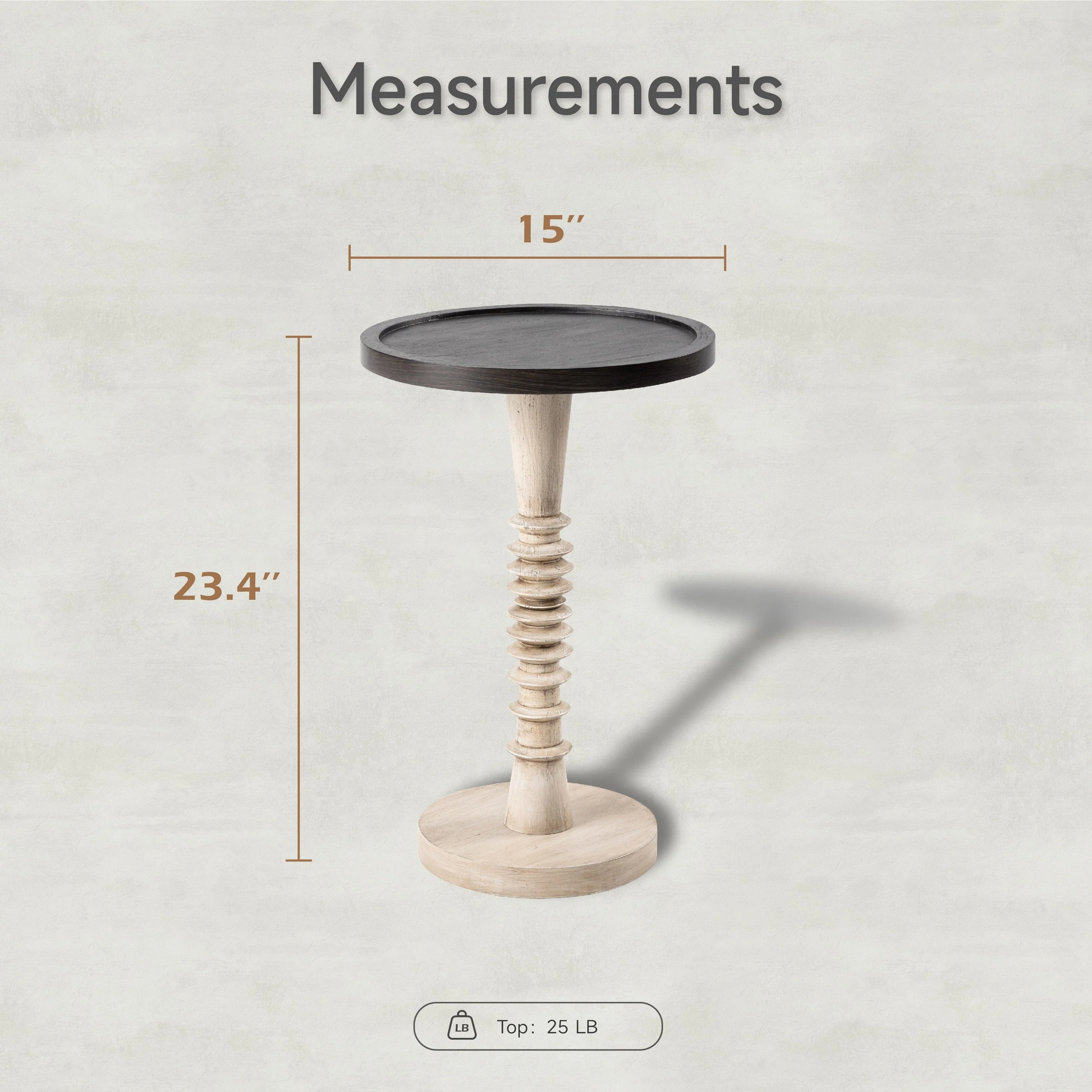 Small Pedestal End Table with Tray Top, Farmhouse Distressed Finish Accent Table - Image 10