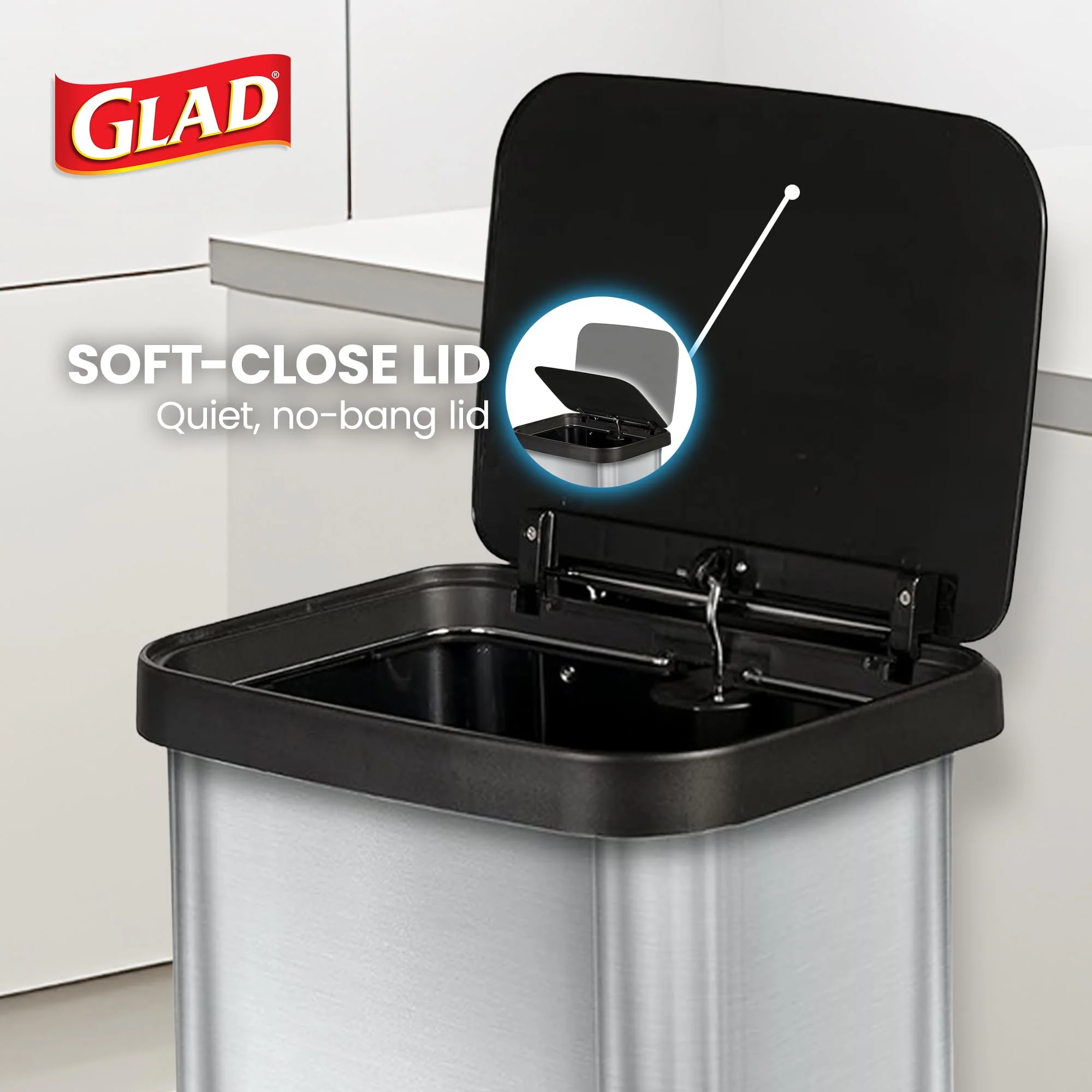 20 Gallon Stainless Steel Step Trash Can, Large Kitchen Garbage Bin with Odor Control - Image 4
