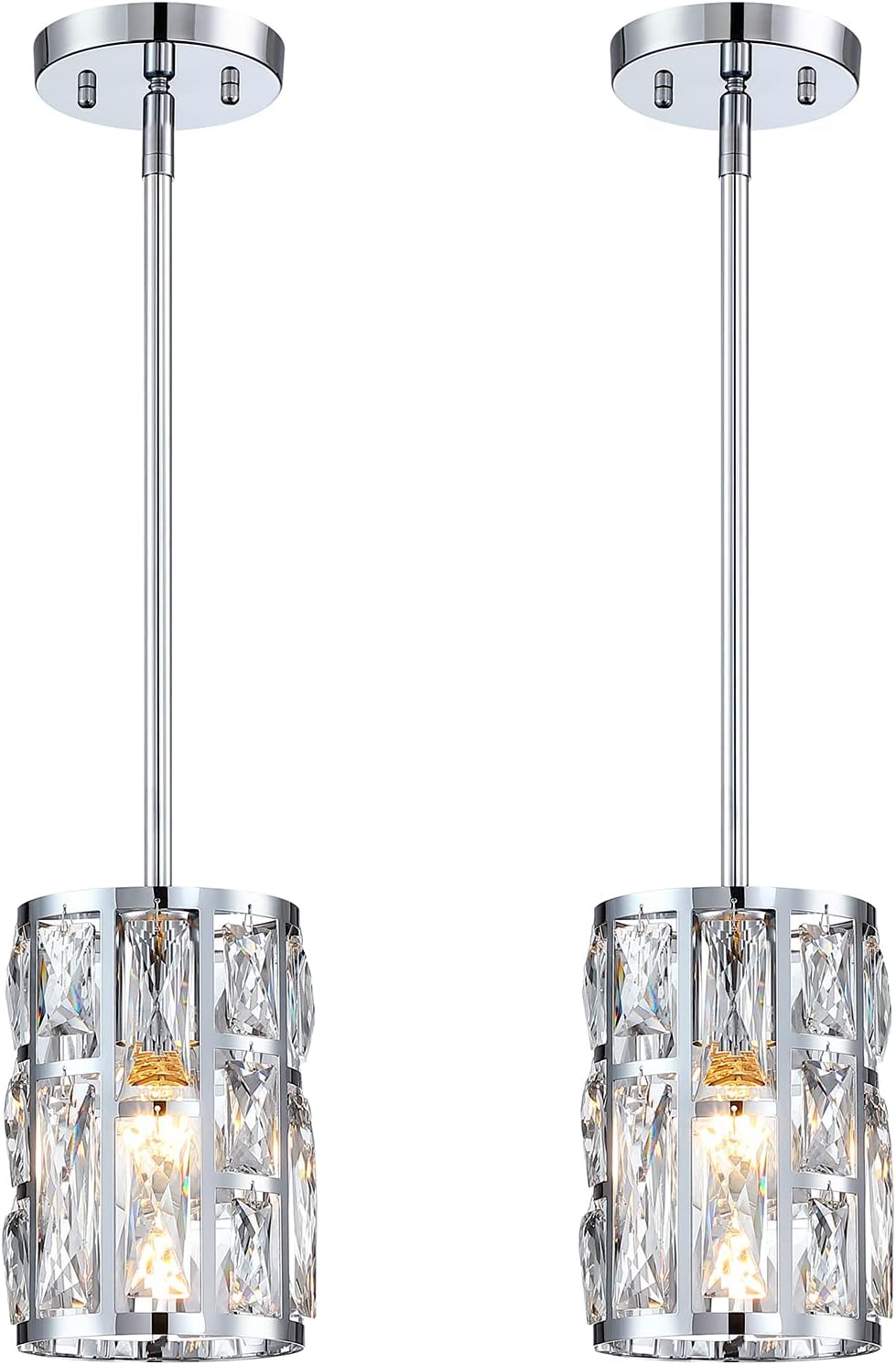 Modern Crystal Pendant Light Fixture 3-Pack, Matte Black Finish Hanging Lighting, Crystal Chandelier for Living Room, Kitchen, Hallway - Image 10
