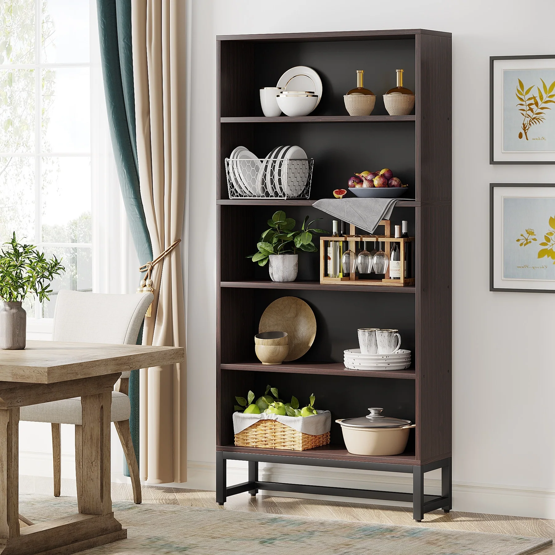70.87 Inch Tall 5-Tier Bookcase, Large Bookshelf with 31.5 Inch Wide Storage - Image 21