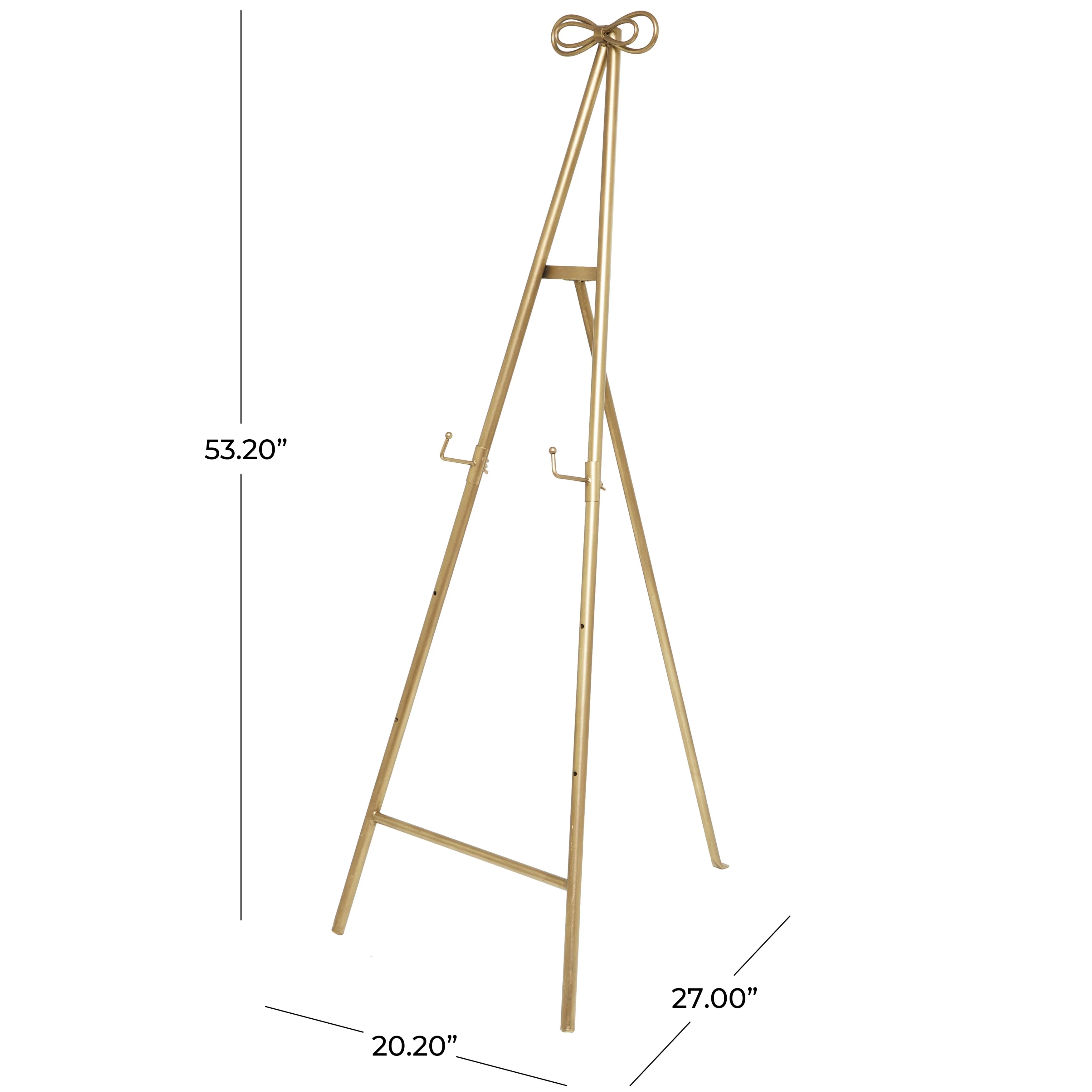 Tall Adjustable 3-Tier Metal Display Stand, Gold Floor Easel with Bow Top - Image 10