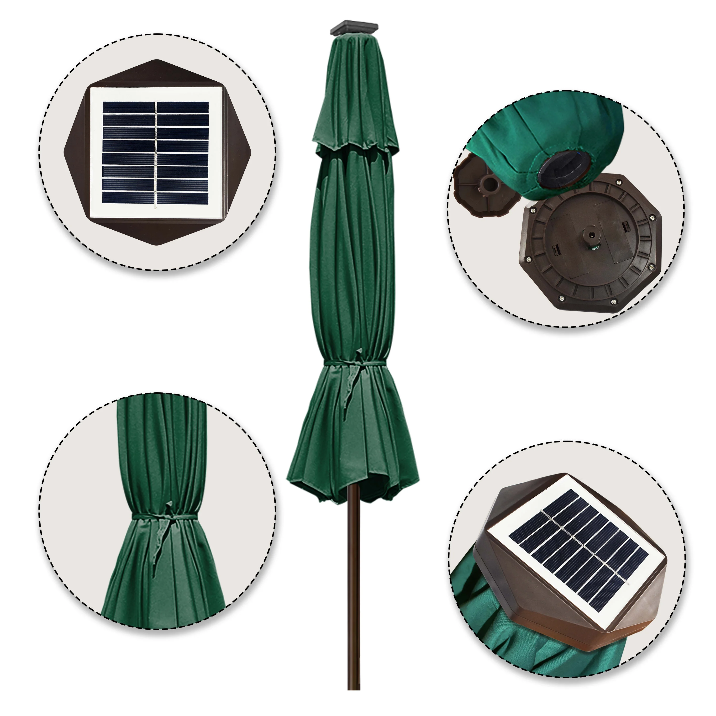 EliteShade Sunbrella Solar Umbrellas 9ft Market Umbrella with 80 LED Lights Patio Umbrellas Outdoor Table Umbrella with Ventilation and 5 Years Non-Fading Top,Ruby - Image 55