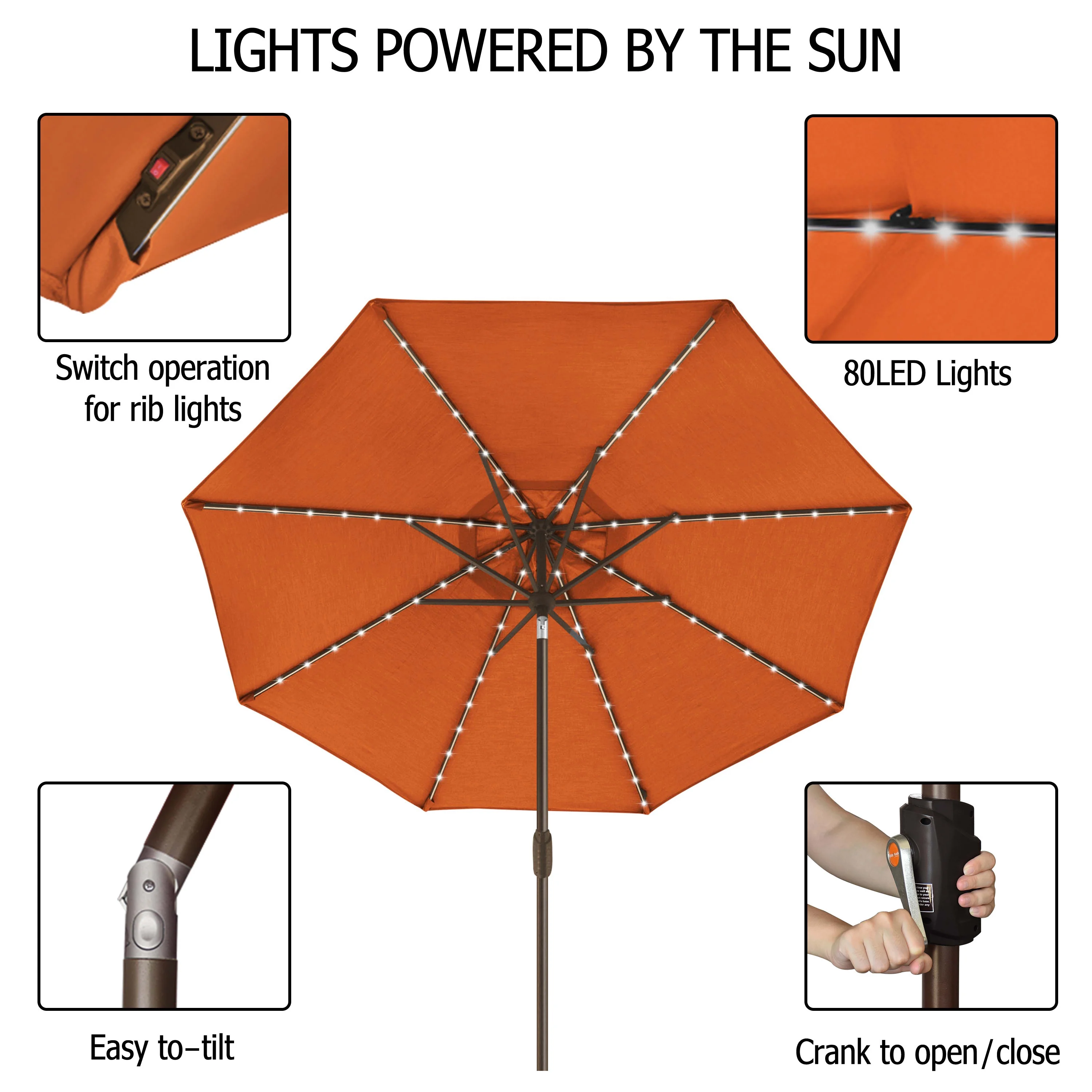 EliteShade Sunbrella Solar Umbrellas 9ft Market Umbrella with 80 LED Lights Patio Umbrellas Outdoor Table Umbrella with Ventilation and 5 Years Non-Fading Top,Ruby - Image 58