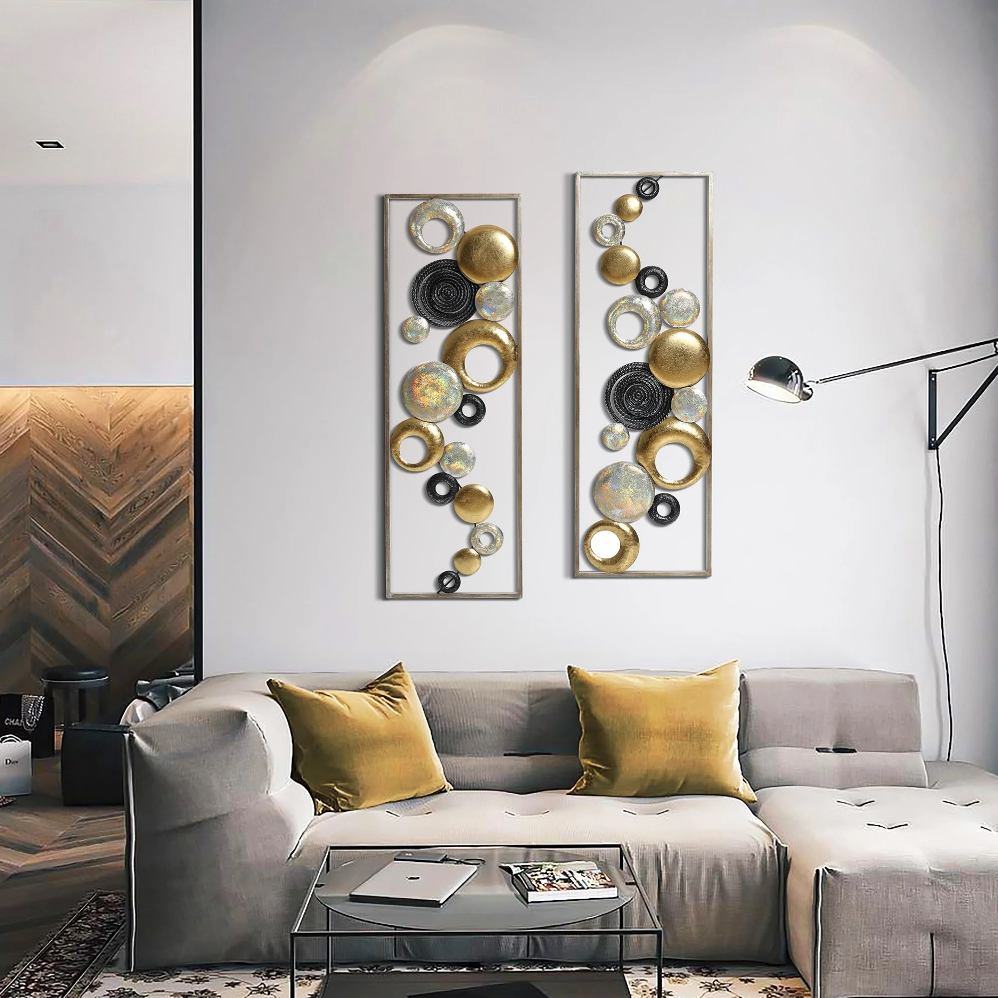 Set of 2 Modern Multi-Color Abstract Metal Wall Decor Panels, Decorative Wall Art for Living Room and Bedroom - Image 4