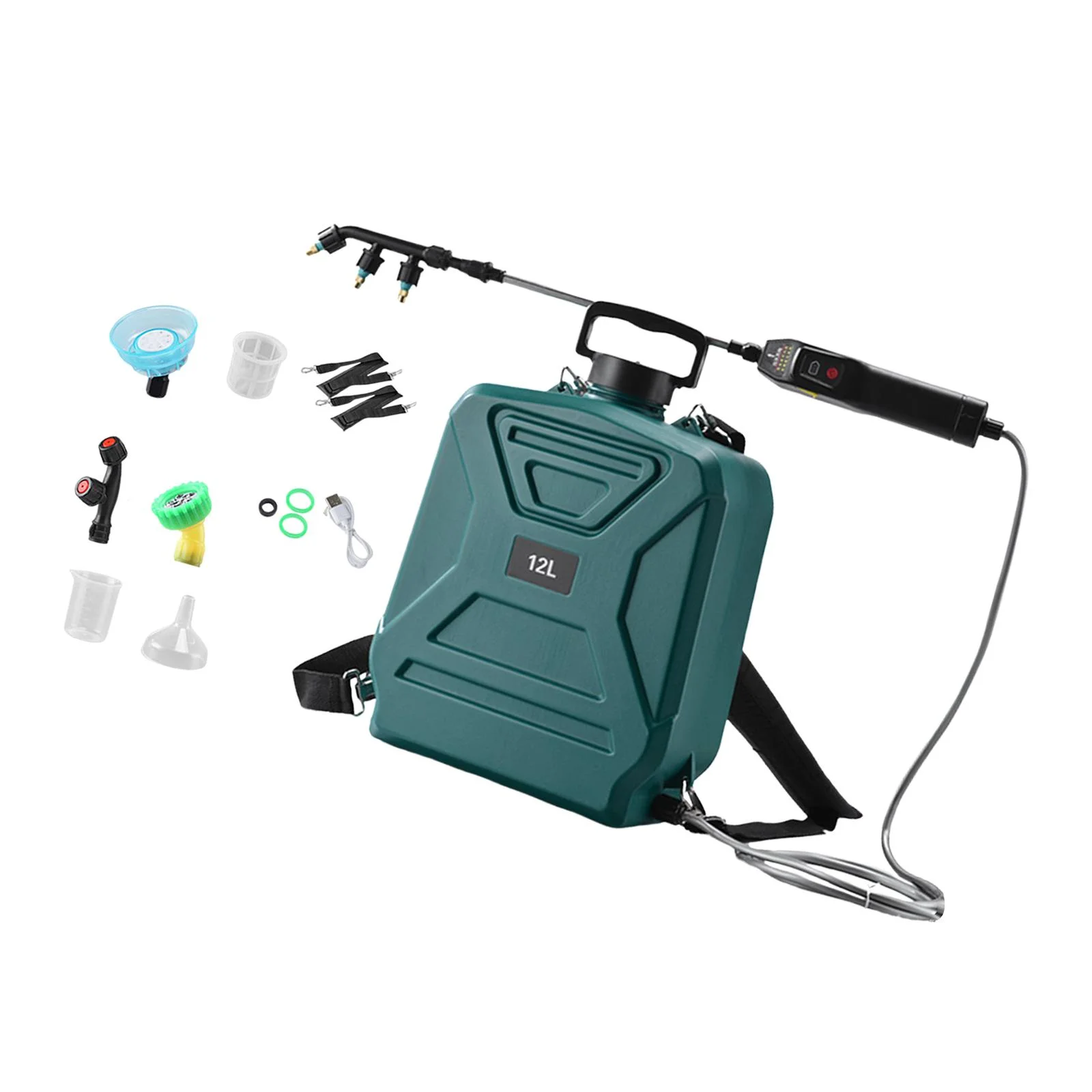 koolsoo Garden Electric Sprayer 2 Spray Speed 12L Practical Comfortable Handle, Retractable Water Sprayer for Gardening Cleaning Green - Image 5