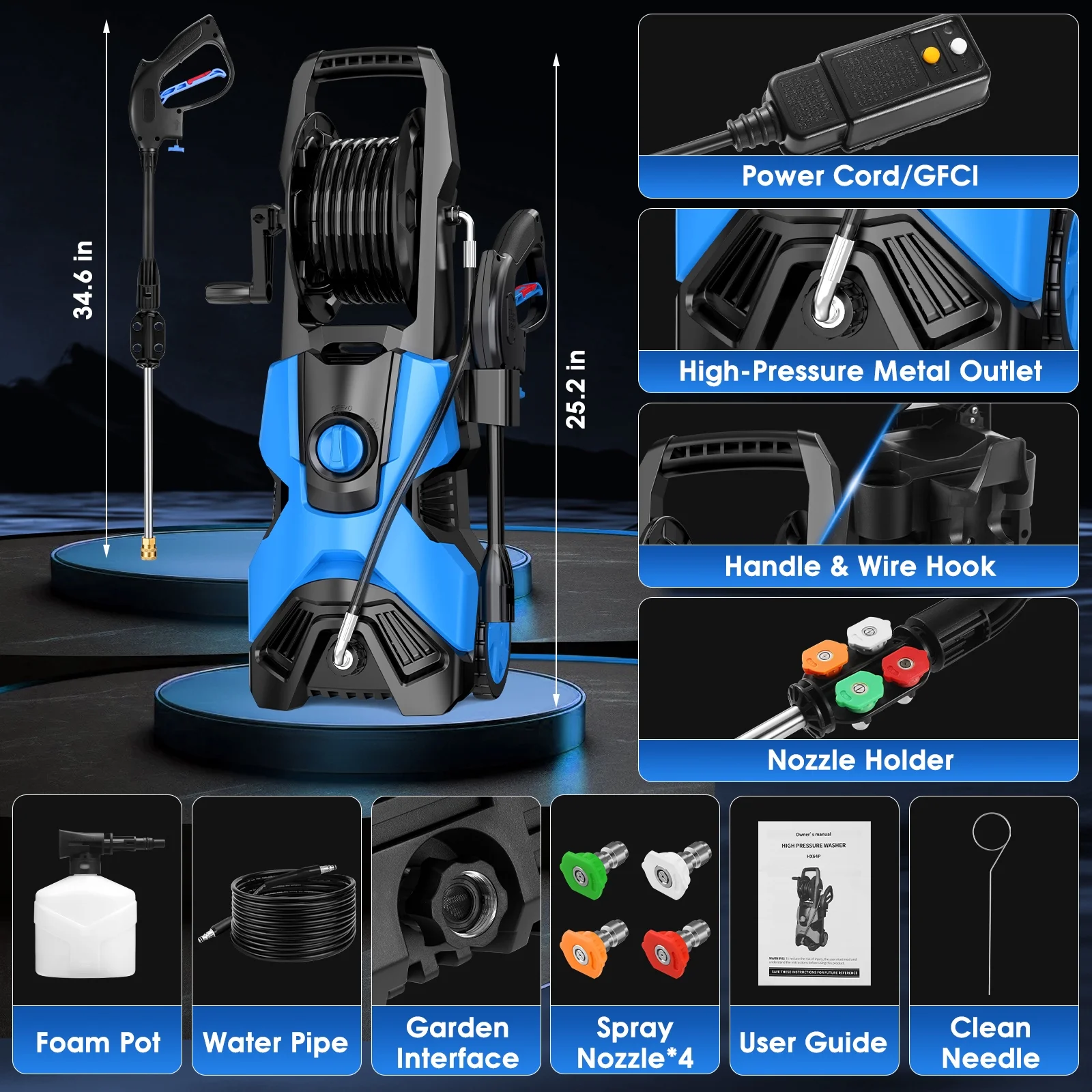 Fenbeli 5000PSI at 2.8 GPM Electric High Pressure Washer Machine 110V for Cleaning Decks - Image 7