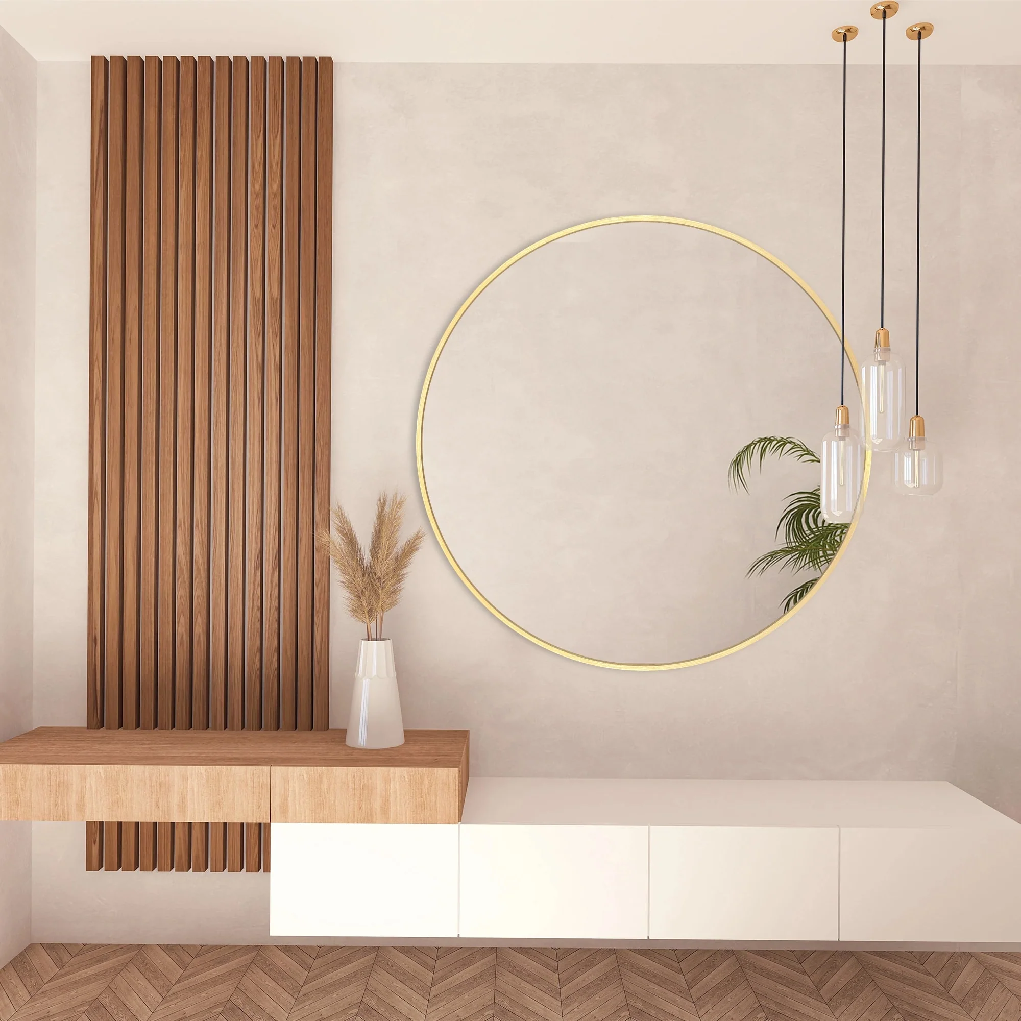 Modern Round Bathroom Vanity Mirror, Wall Mounted Circular Mirror for Bathroom, Bedroom and Home Decor - Image 51