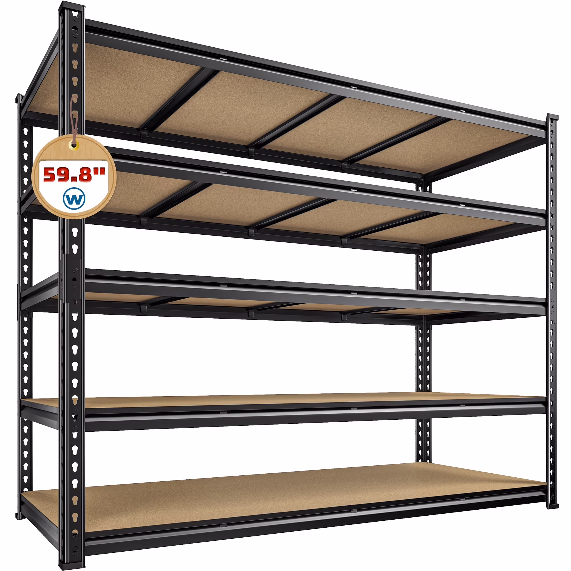 REIBII 60" W Garage Shelving 3000LBS Heavy Duty Storage Shelves Adjustable 5 Tier Metal Storage Rack,60" W x 24" D x 72" H - Image 6