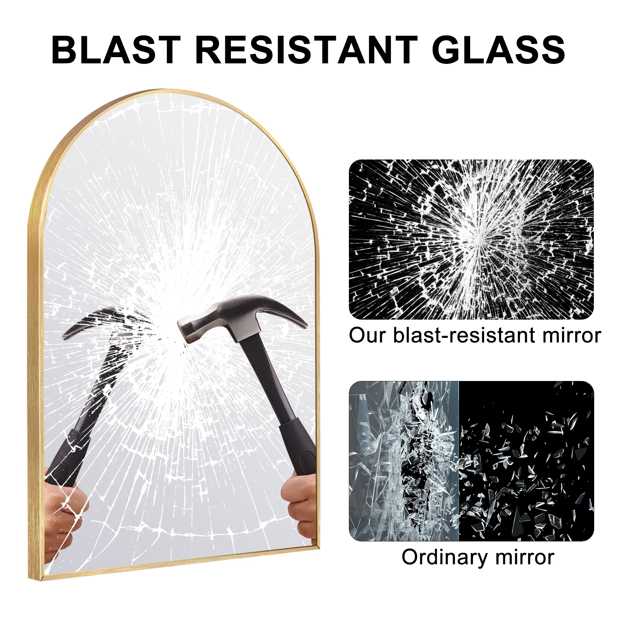 Modern Arch Aluminum Bathroom Wall Mirror, Wall Mounted Vanity Mirror for Bathroom, Bedroom and Home Decor - Image 28