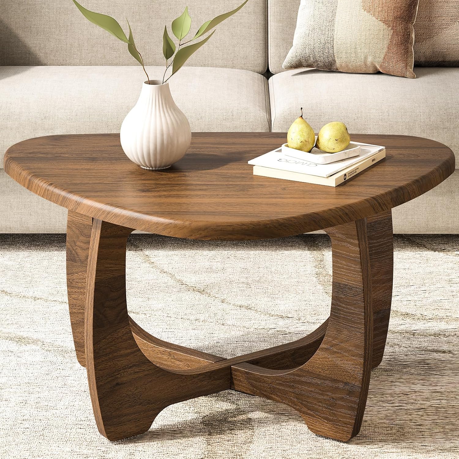Coffee Table for Living Room, Mid Century Modern Round Coffee Table - Image 3