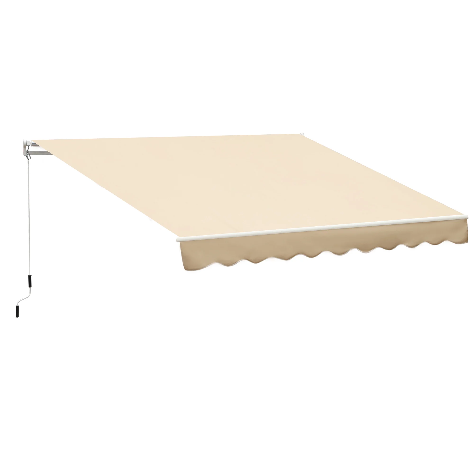 DUOSONG Outsunny 10' X 8' Retractable Awning, Patio Awnings, Sunshade Shelter W/ Manual Crank Handle, Uv & Water-Resistant Fabric And Aluminum Frame For Deck, Balcony, Yard, Beige Beige Aluminum - Image 12