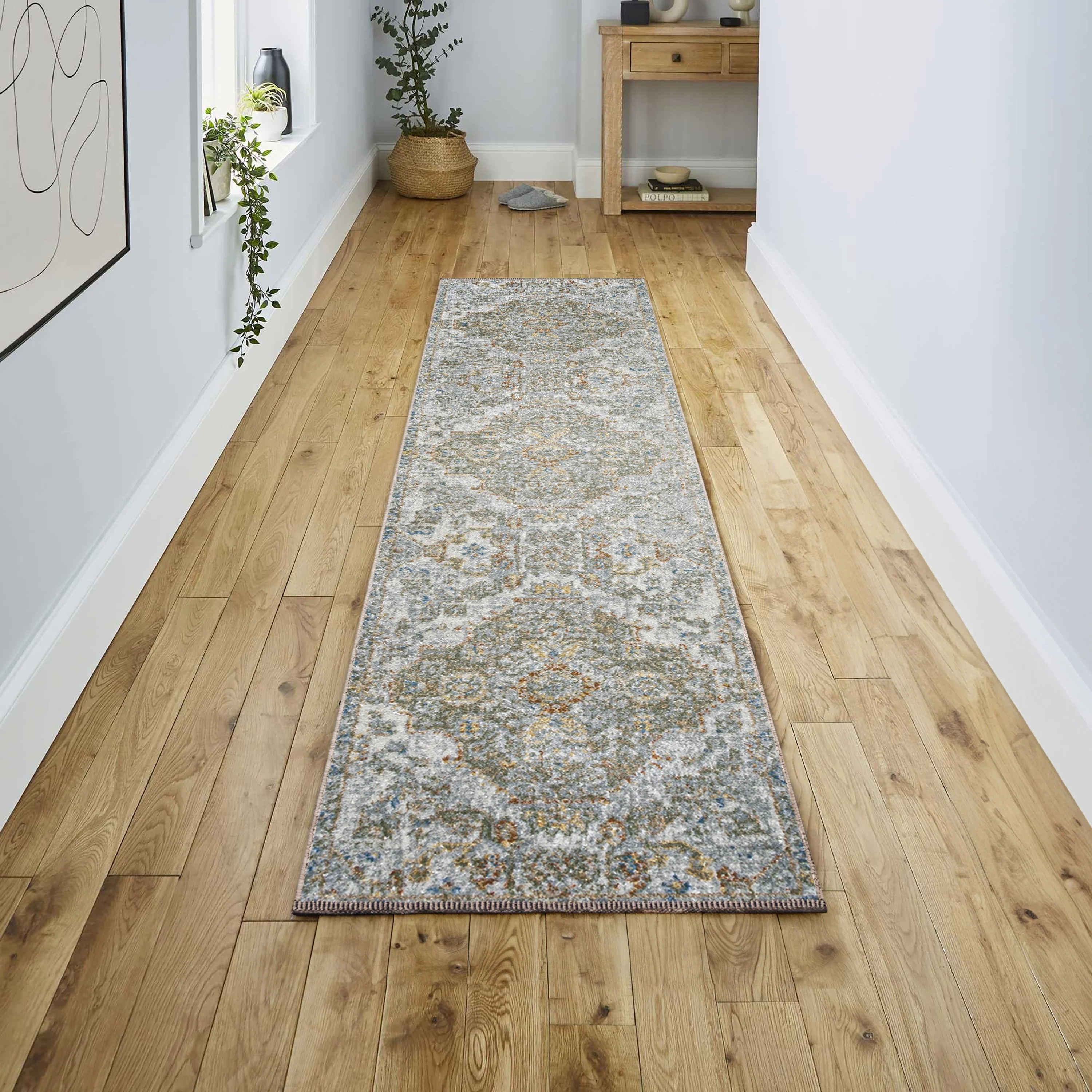 Bohemian Medallion Low-Pile Machine-Washable Area Rug, Cream and Terra - Image 40