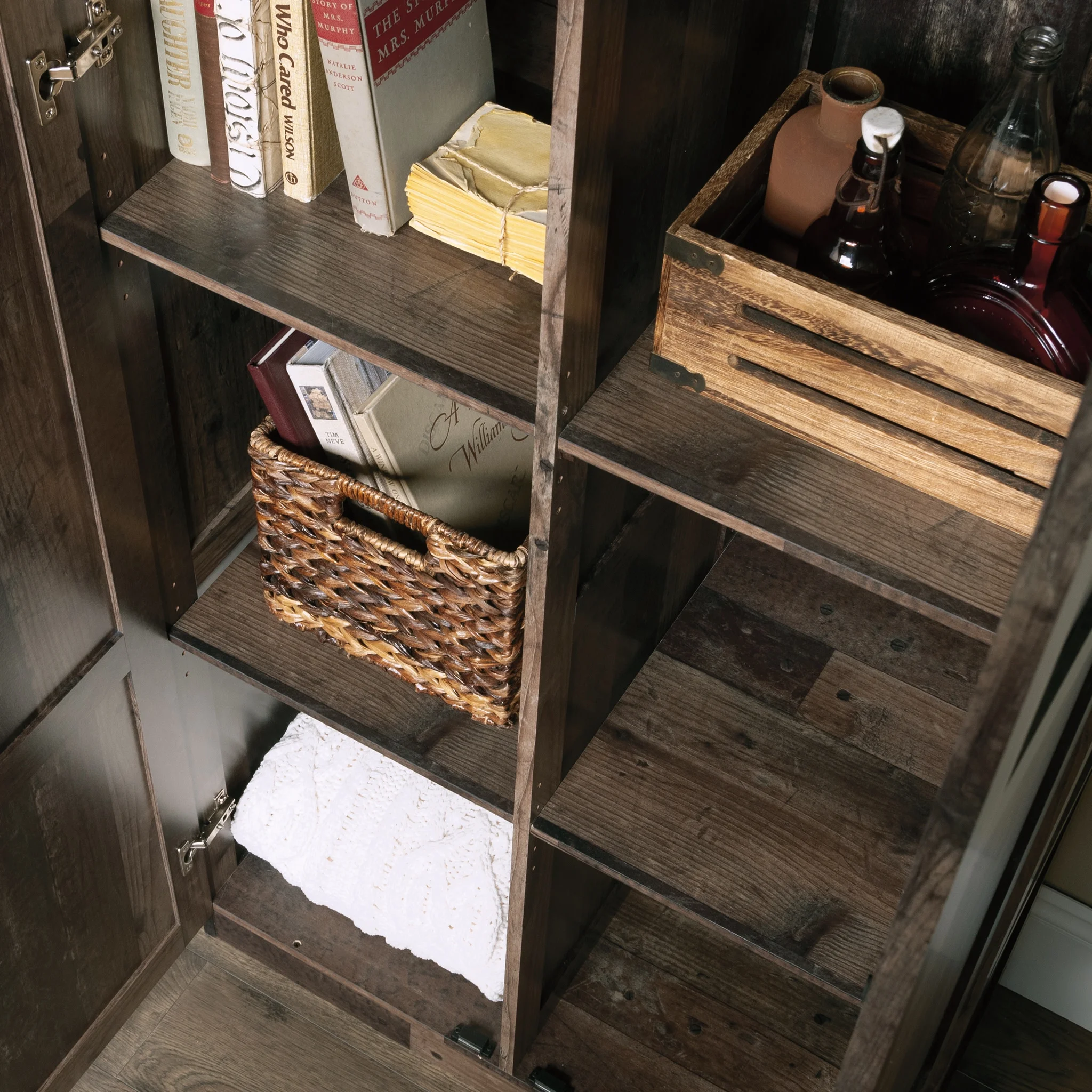 Sauder Select 2 Door Storage Cabinet, Reclaimed Pine Finish - Image 11