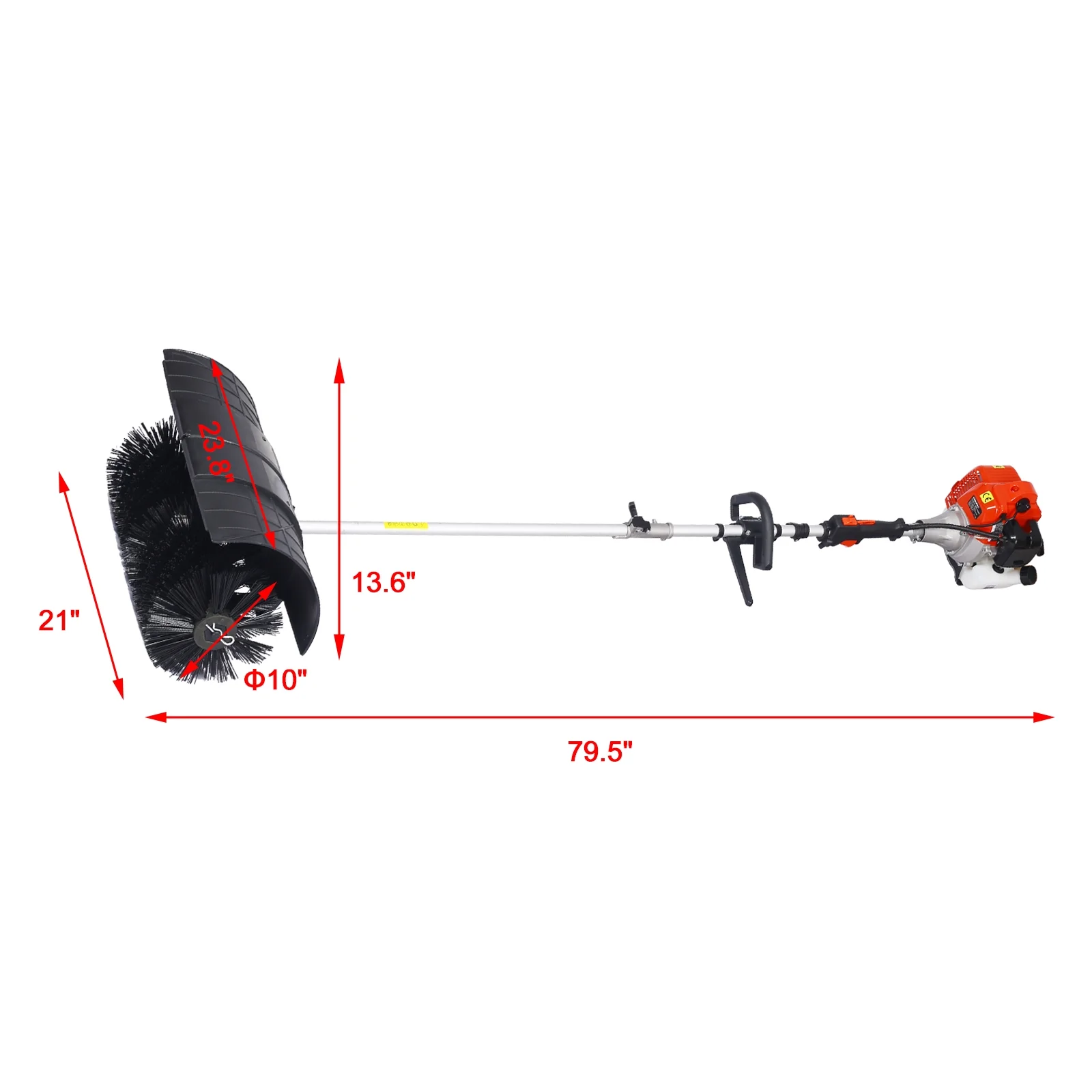 52CC 2-Stroke Broom Sweeper, Walk Behind Handheld Gas Powered Snow Sweeper, Brush Broom Sweeping Machine for Garden Lawn Yard Sidewalk Driveway Snow Cleaning, Broom Brush 24x9" EPA, D9025 - Image 17