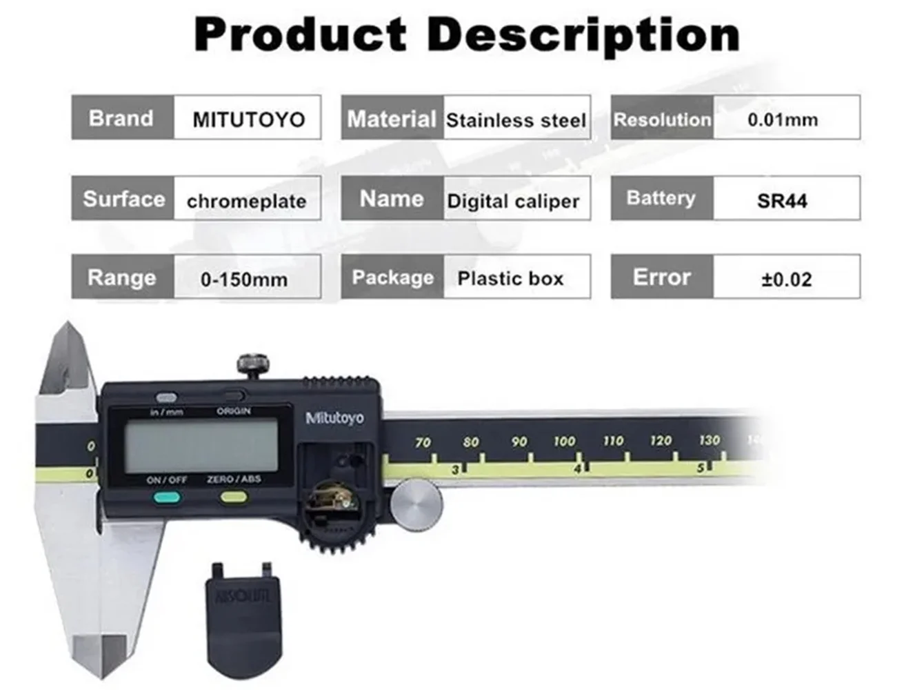 Mitutoyo 500-193-30 Advanced Onsite Sensor AOS Digital Caliper LCD Vernier Caliper Stainless Steel Measuring Tools 500 Series, 0" to 12"/0 to 300mm Measuring Range, 0.0005"/0.01mm Resolution, AOS - Image 12