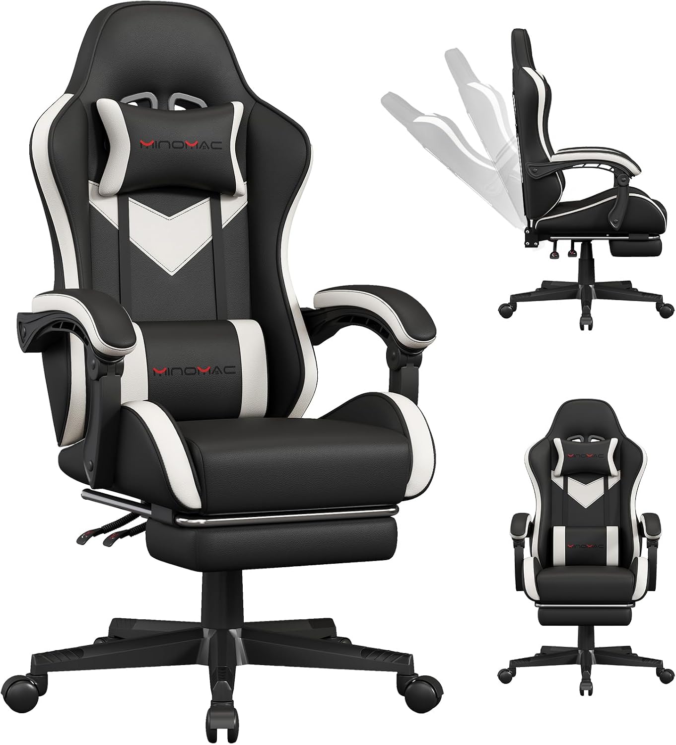 Gaming Chair Ergonomic Gamer Computer Office Chair, with Footrest, Lumbar Support, Headrest, Adjustable Height, Swivel Rolling - Image 5