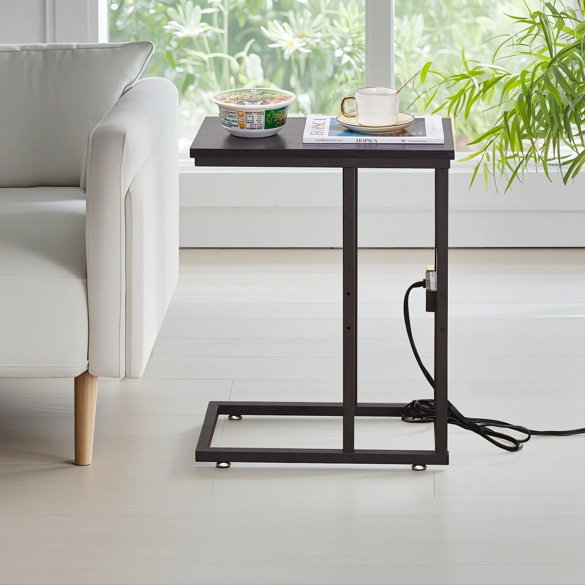 Set of 2 C-Shaped Sofa Side Tables, Small End Tables for Living Room, Bedside and TV Tray - Image 14