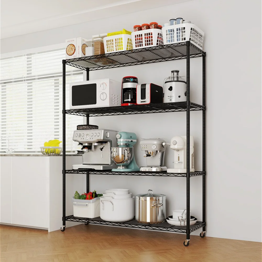 IVV 5-Tier Wire Shelving Unit with Wheels, 3125LBS NSF Heavy Duty Adjustable Metal Storage Rack for Garage,Pantry,Kitchen,Business,Warehouse, 59.06"W x 17.72"D x 74.02"H (Black) - Image 10