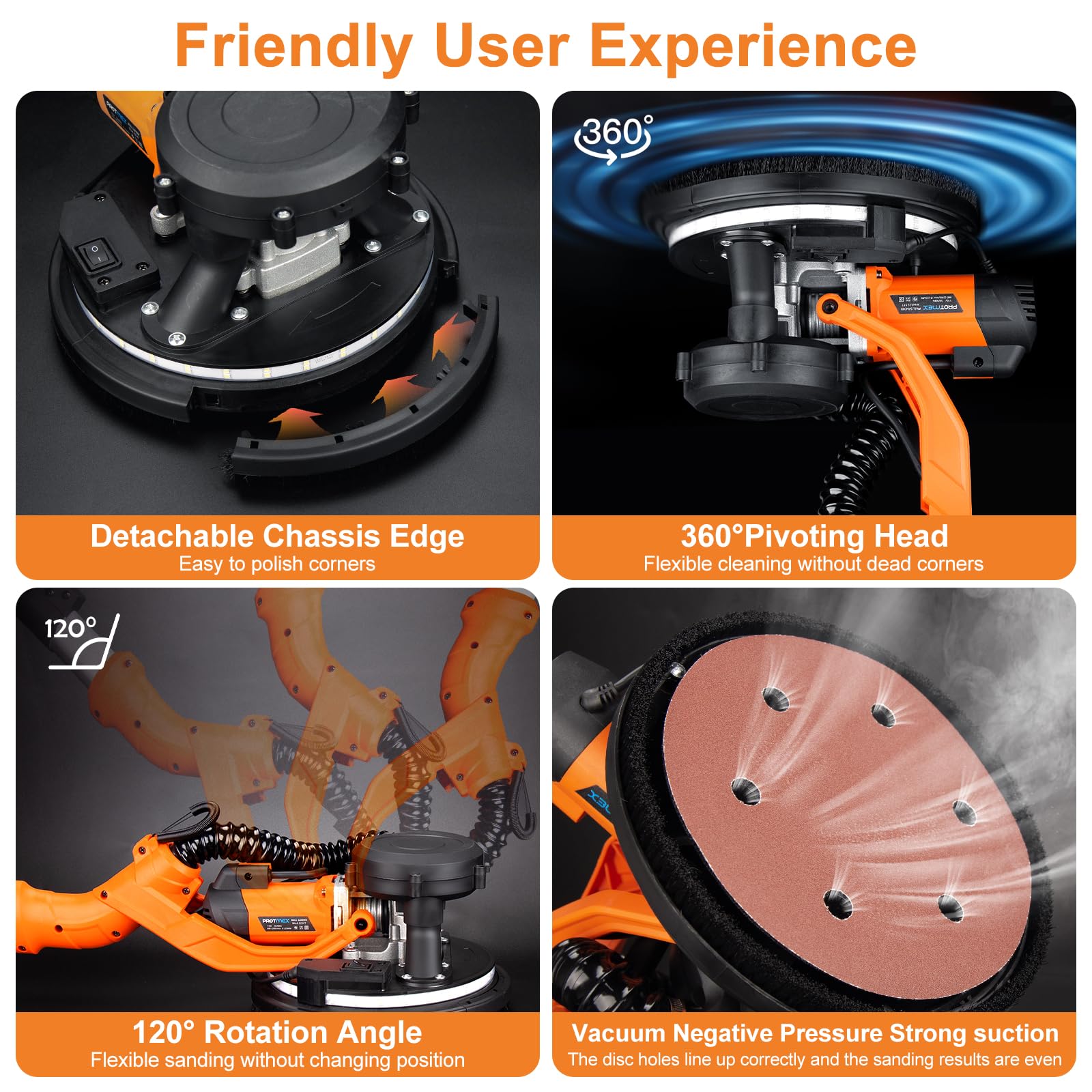 1000W Drywall Sander, Electric Wall and Ceiling Sanding Tool for Popcorn Texture Removal - Image 6