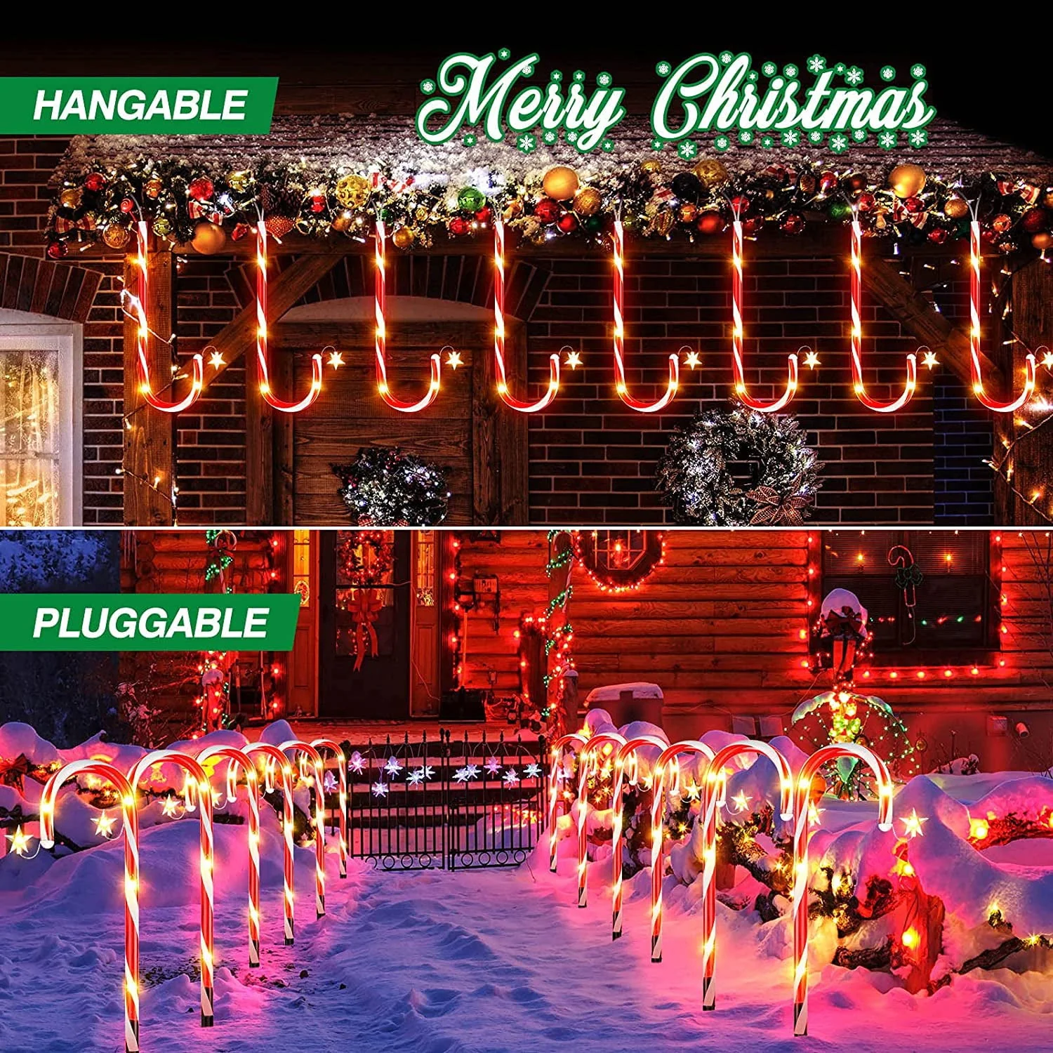 Outdoor Christmas Decorations,12 Pack Solar Christmas Candy Cane Lights with Wireless Remote Control & Bigger Solar Panel, 9 Modes Bright All Night Solar Christmas Yard Pathway Decorations - Image 6