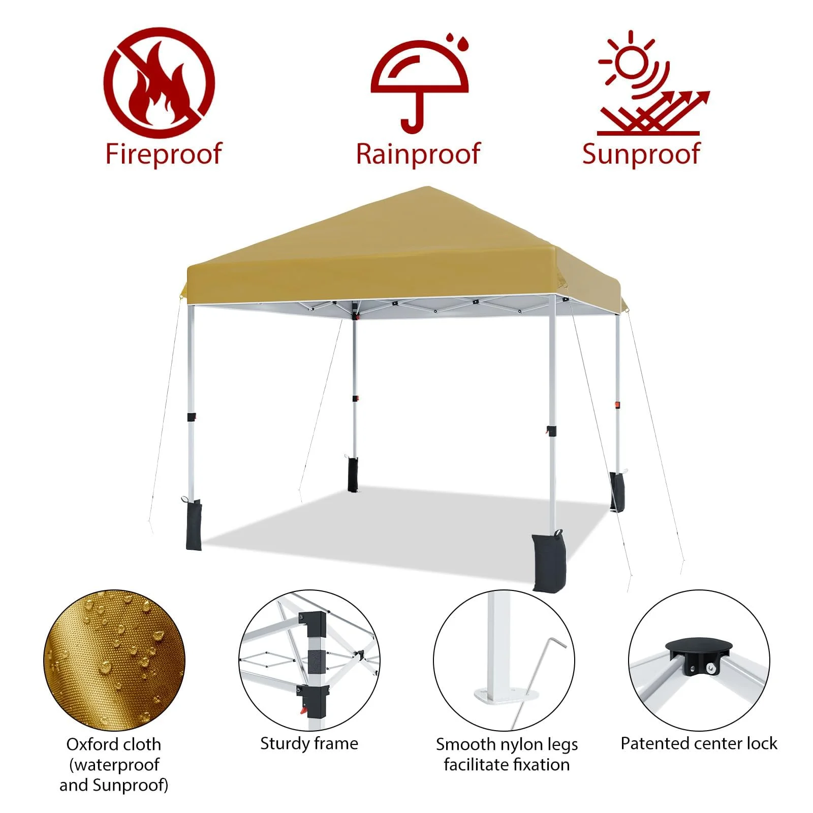 Luku 10x10ft Instant Pop-Up Canopy Tent with Patented Center Lock System, Portable Wheeled Carry Bag, Adjustable Height Straight Legs for Outdoor, Garden, Market, Patio, Yard - Image 9