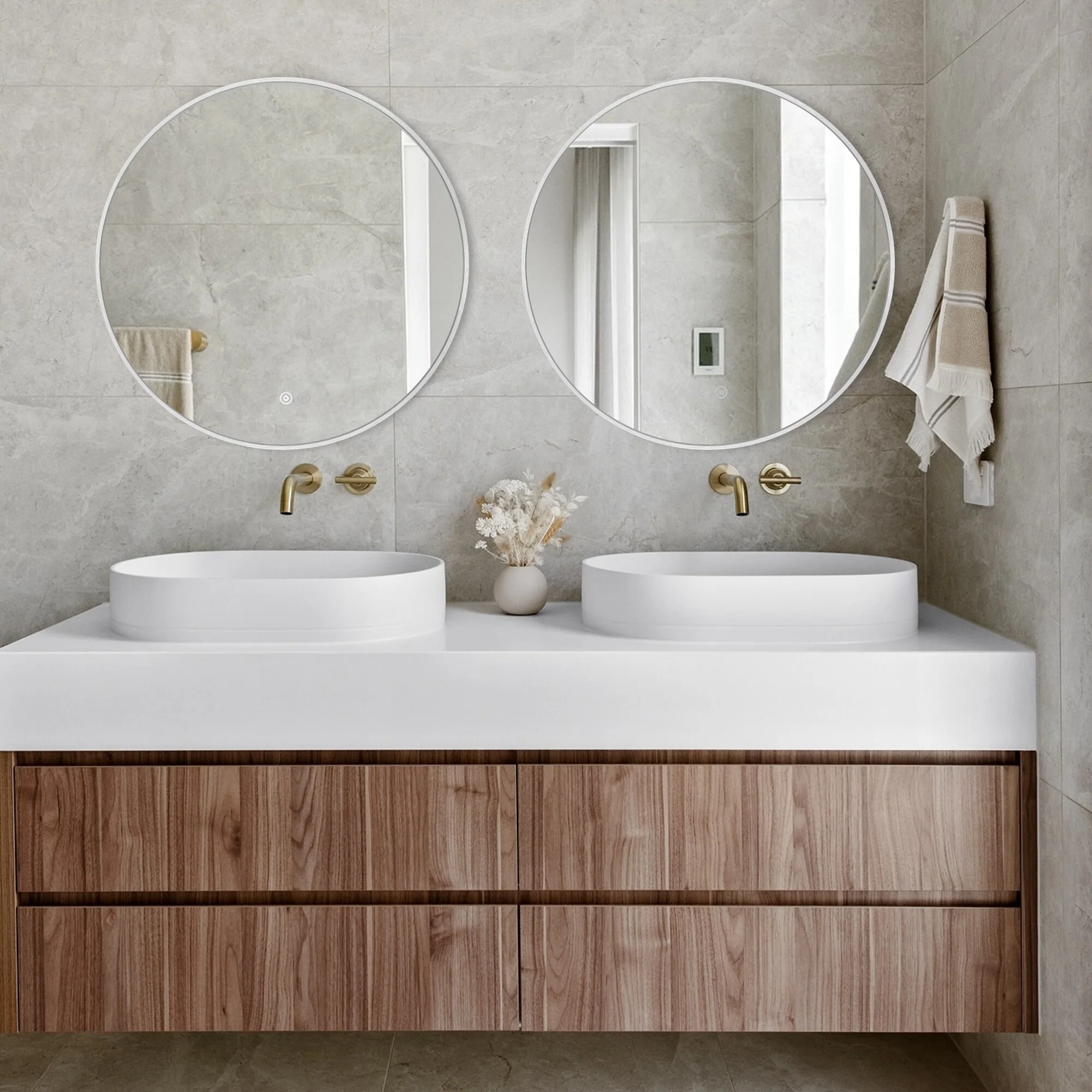 Modern Round Bathroom Vanity Mirror, Wall Mounted Circular Mirror for Bathroom, Bedroom and Home Decor - Image 24