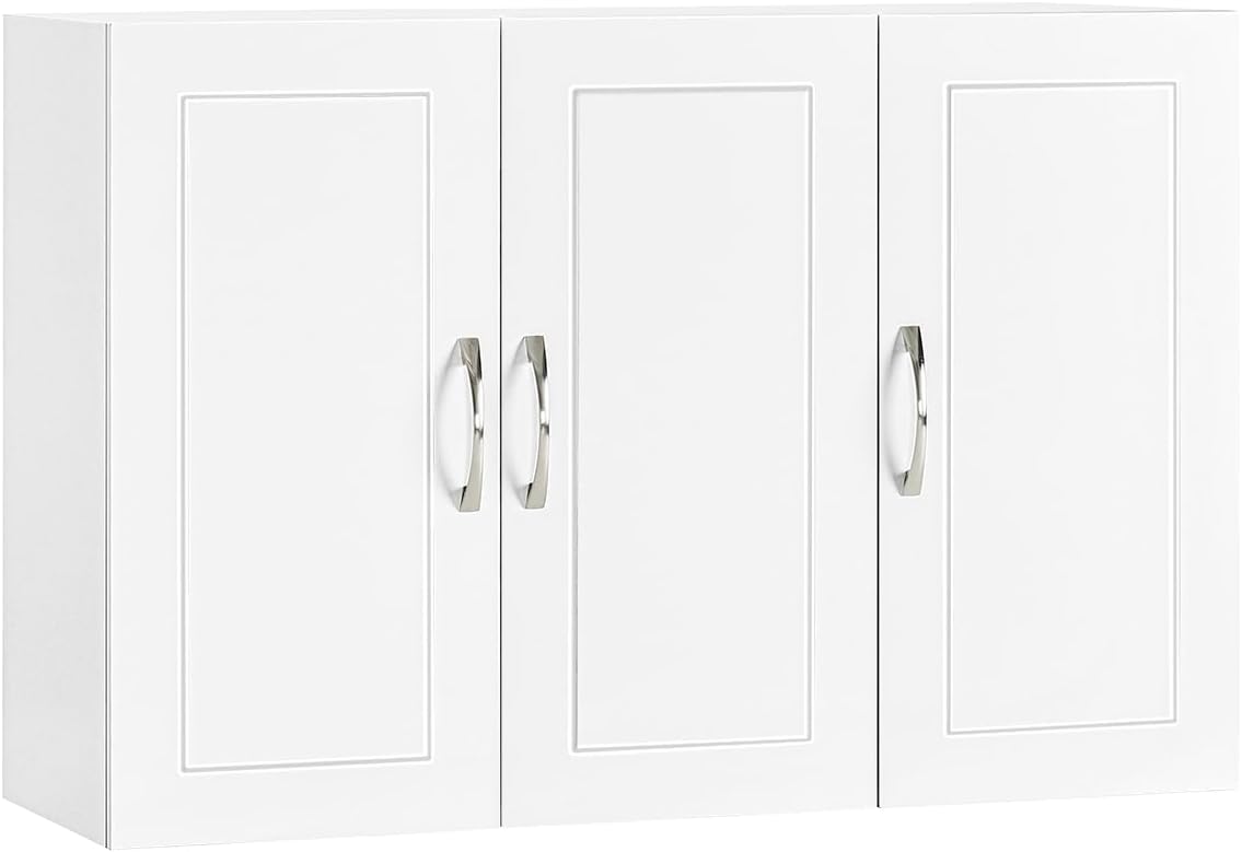 Bathroom Wall Cabinet, Large 3-Door, 23.6 x 11.8 x 35.4 in, White