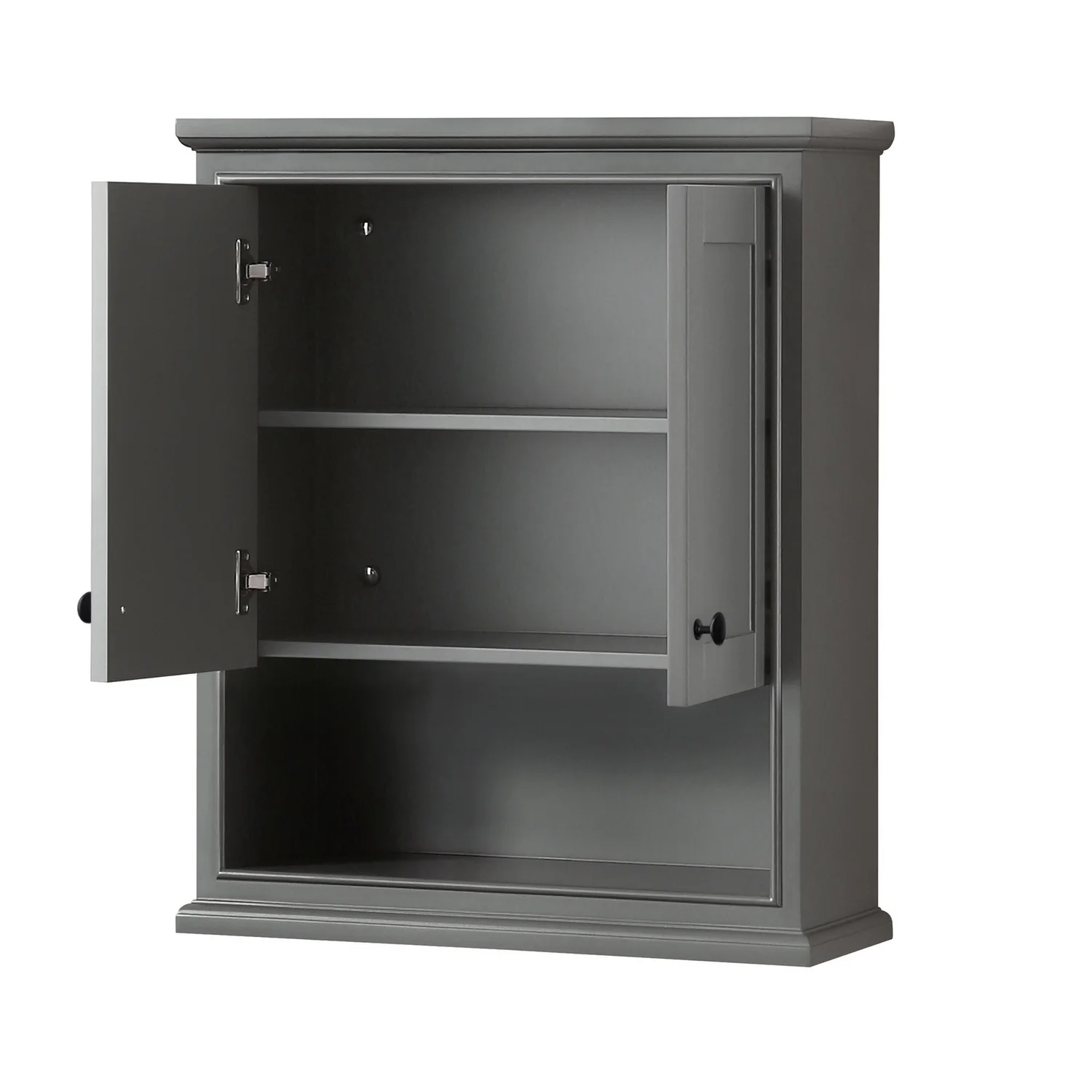 Wyndham Collection Deborah Over-the-Toilet Bathroom Wall-Mounted Storage Cabinet in Dark Gray with Matte Black Trim - Image 4