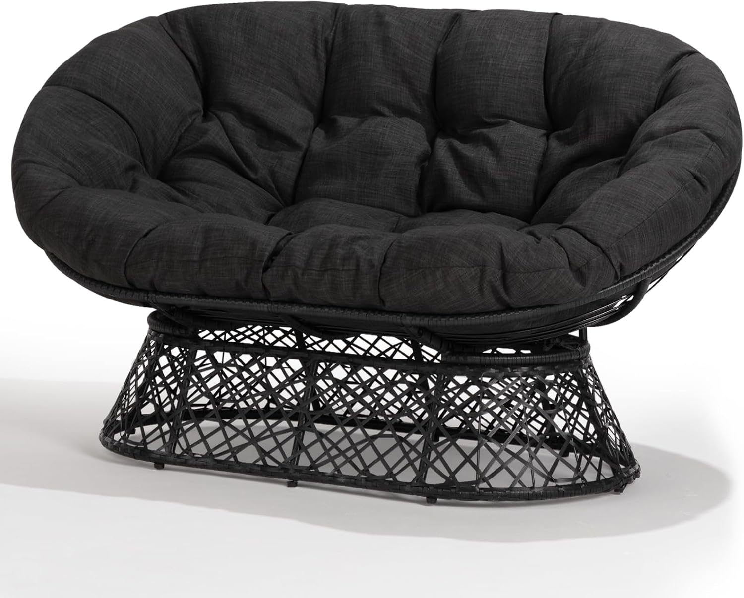 40" Wicker Papasan Chair, 360° Swivel, Arctic Snow, Brown Base - Image 13