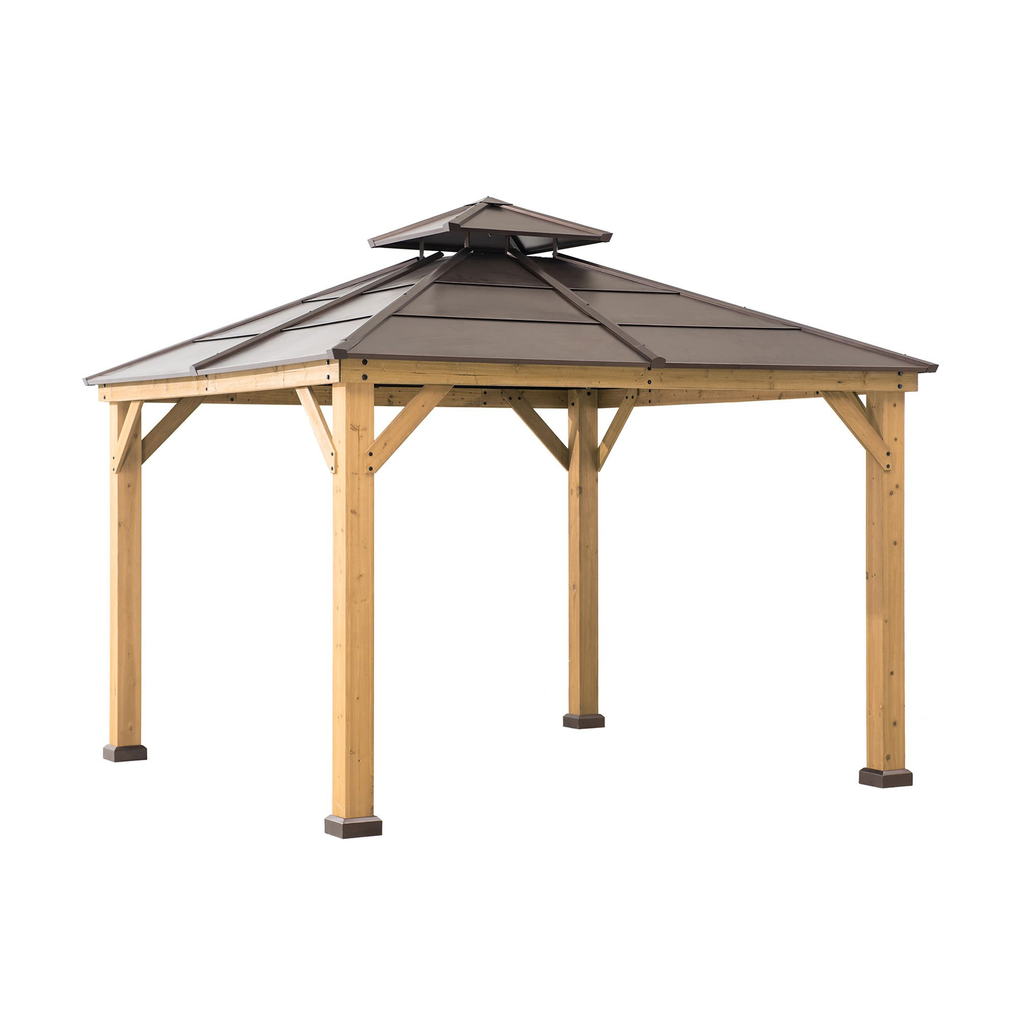 10 x 10 ft. Cedar-Framed Gazebo with Steel 2-Tier Hip Roof Hardtop - Image 2