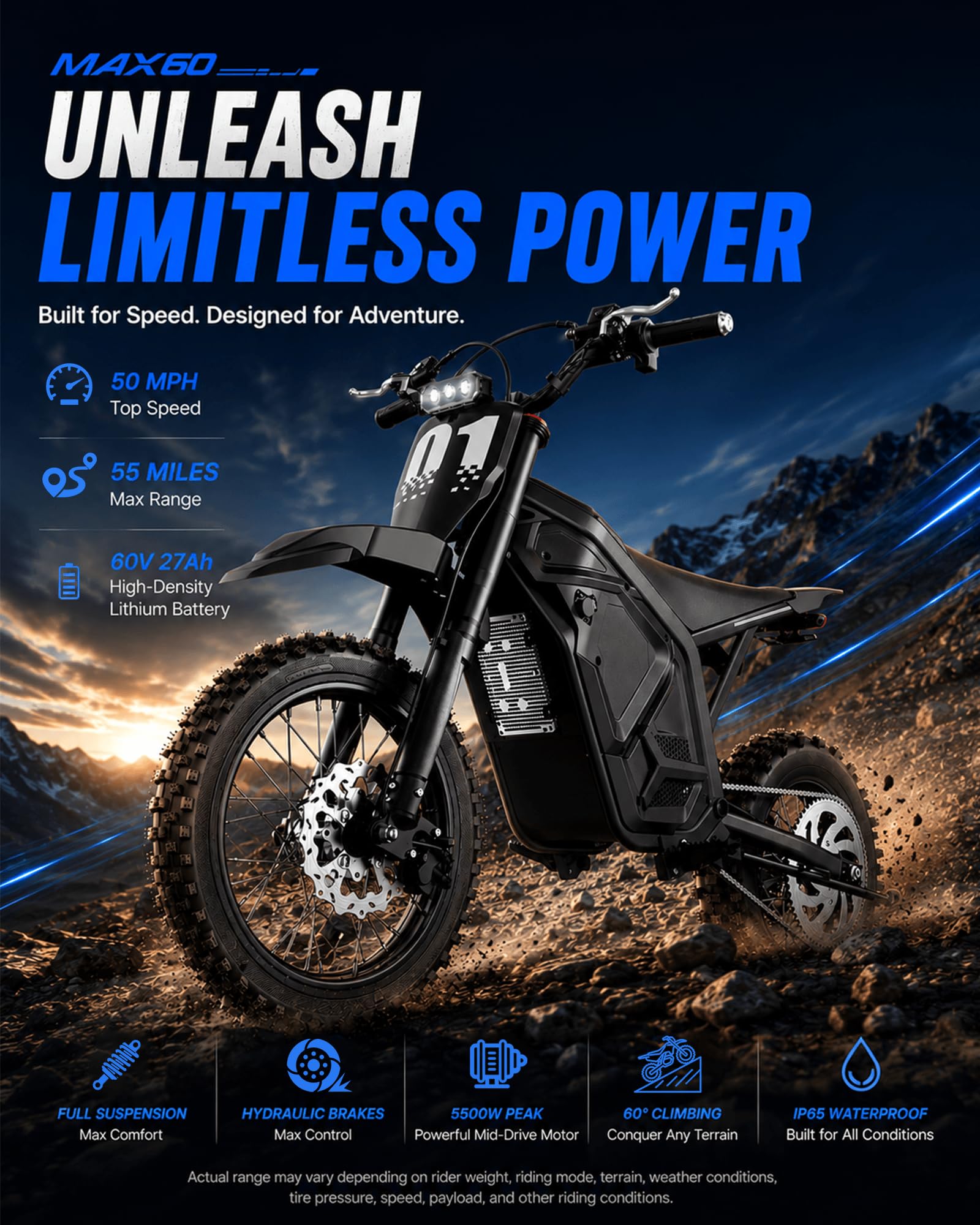 Electric Dirt Bike 5500W Peak Power, Electric Motorcycles - Image 3